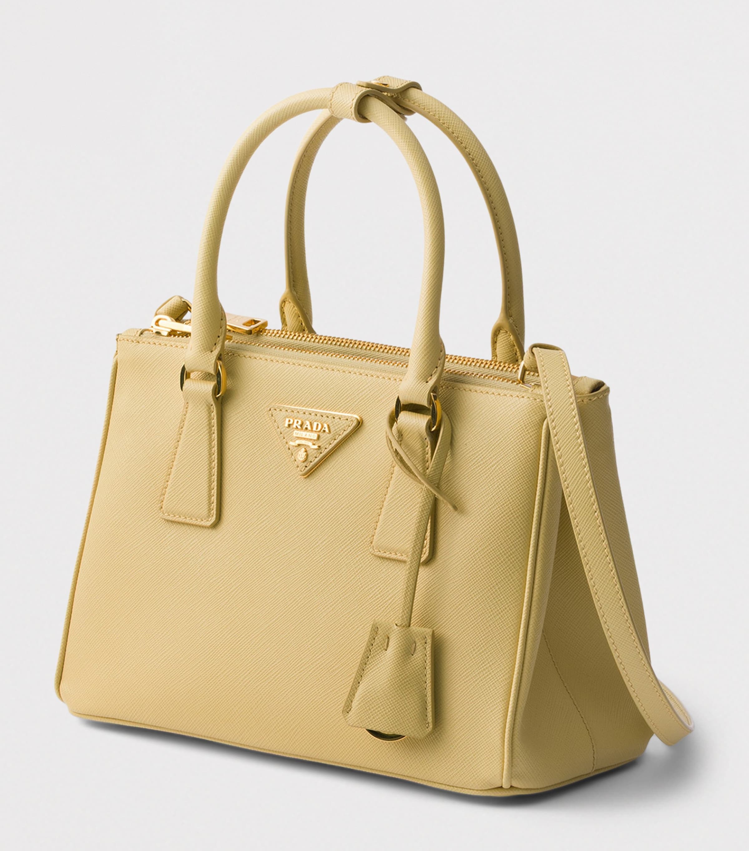 Prada Small Leather Galleria Top-Handle Bag Yellow Image 3