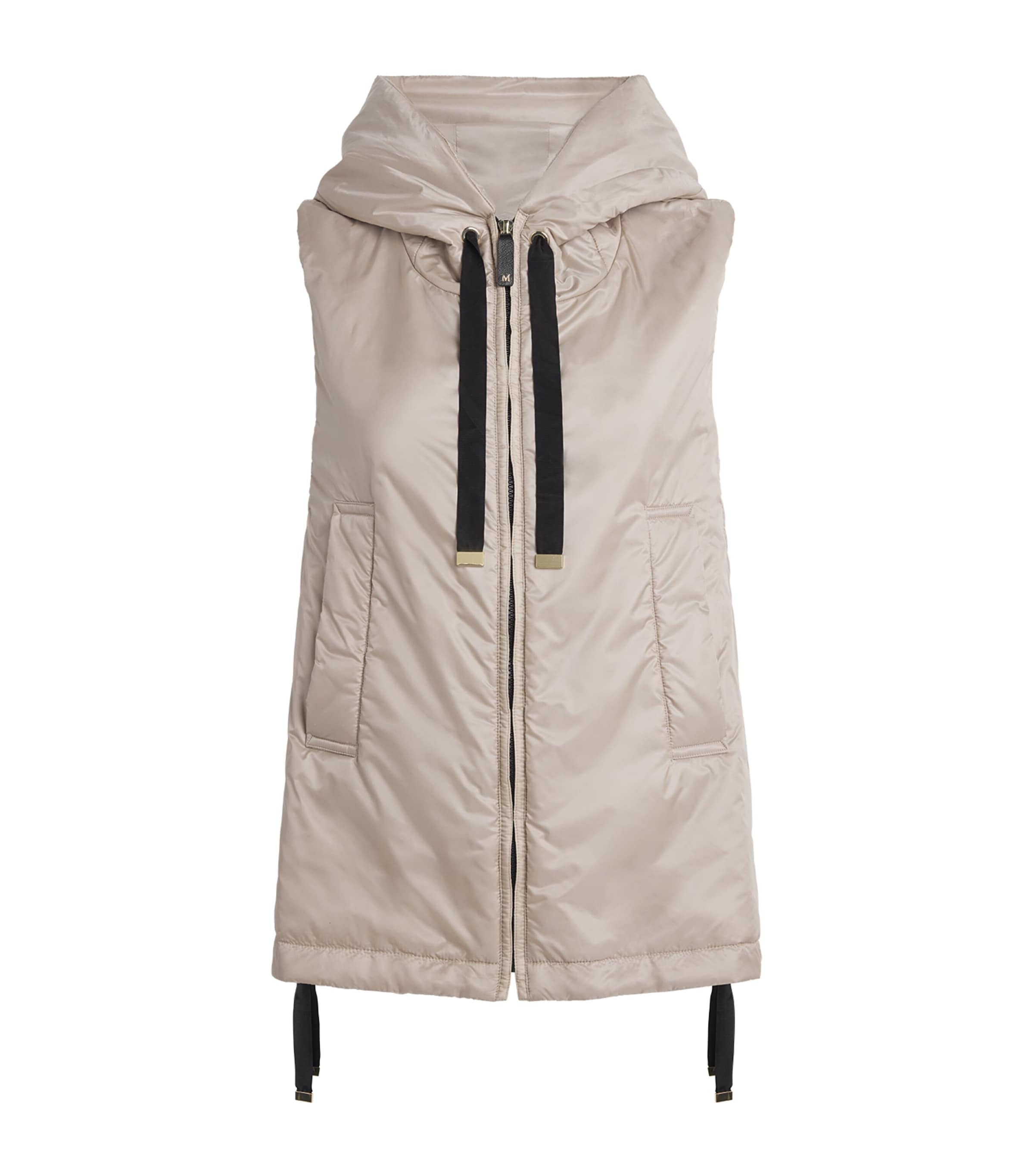 Max Mara Light Brown Hooded Vest In Brown