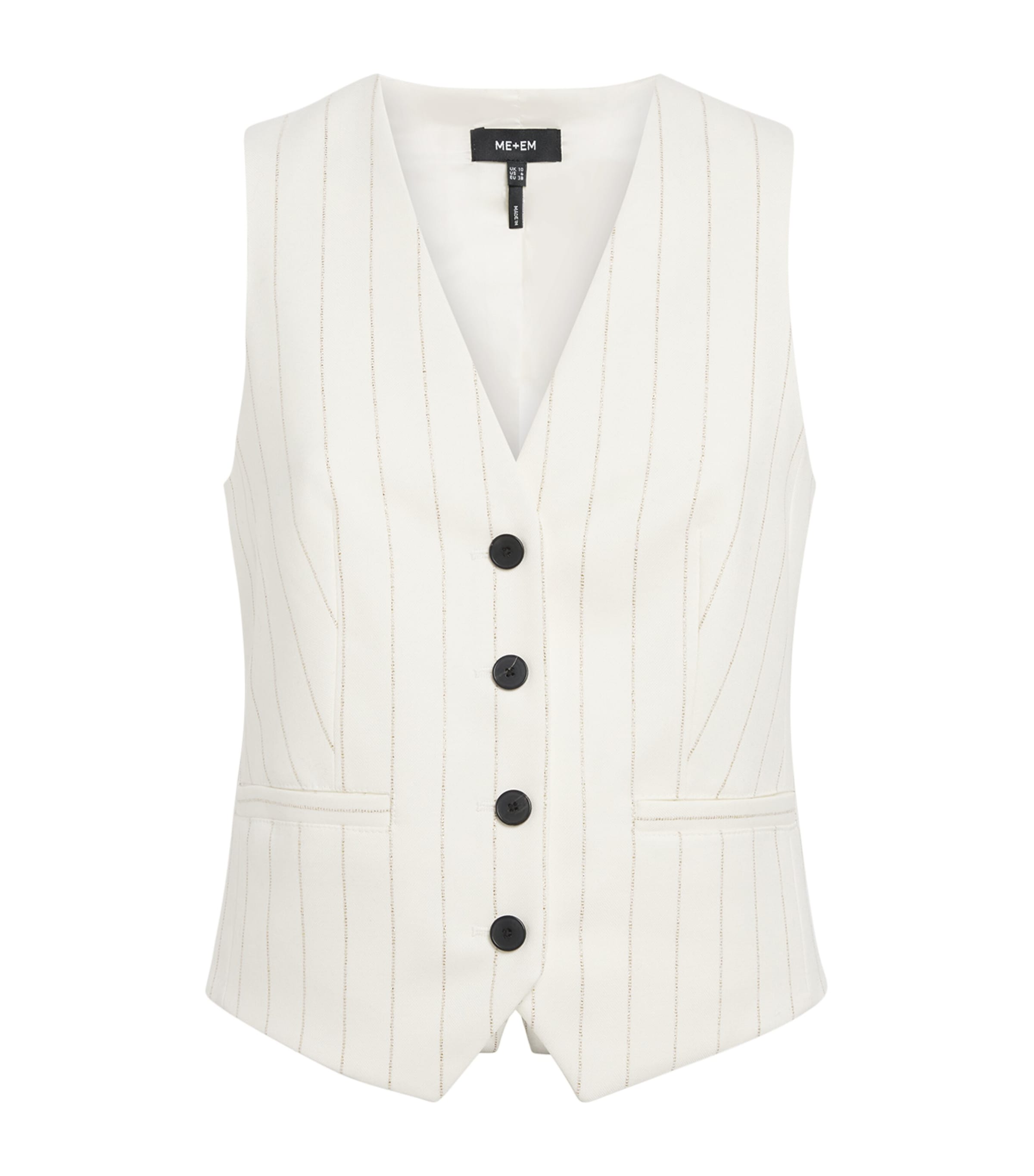 Me+em Metallic Pinstripe Waistcoat In White