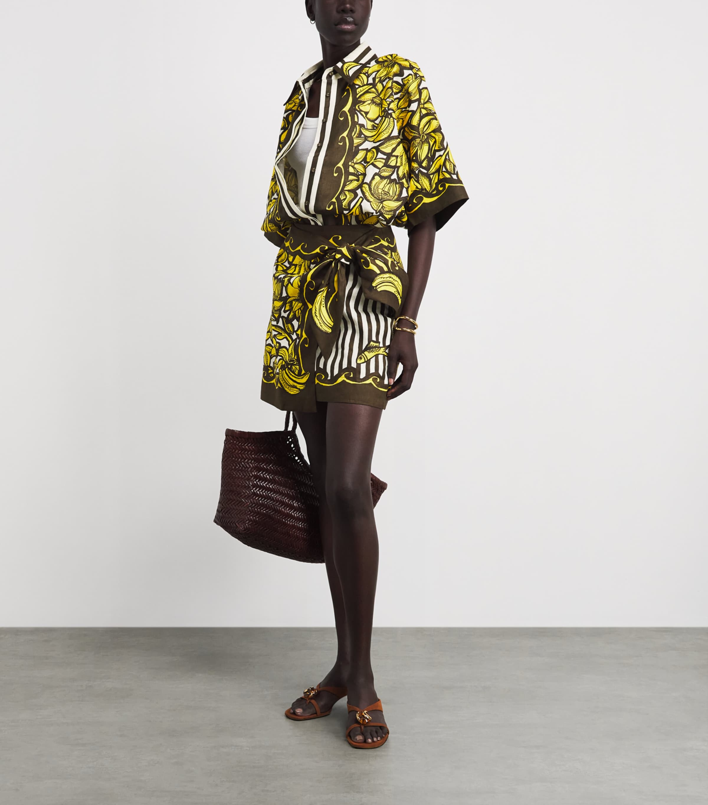 ALEMAIS Womens Hemp Printed Mona Shirt Yellow Image 2