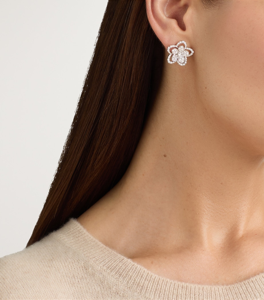 White Gold and Diamond Wild Flower Stud Earrings WHITE GOLD Image 3
