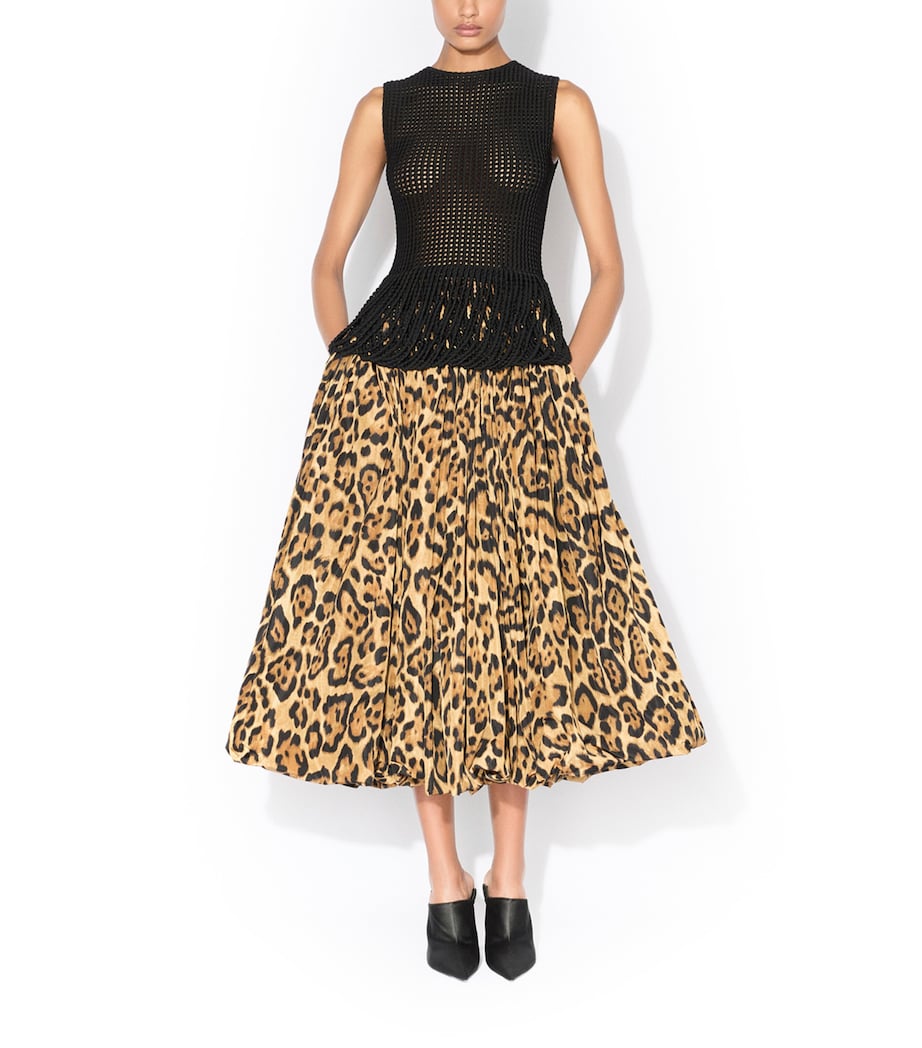 Alaïa Womens Leopard-Print Bubble Midi Skirt Noir/caramel Image 2