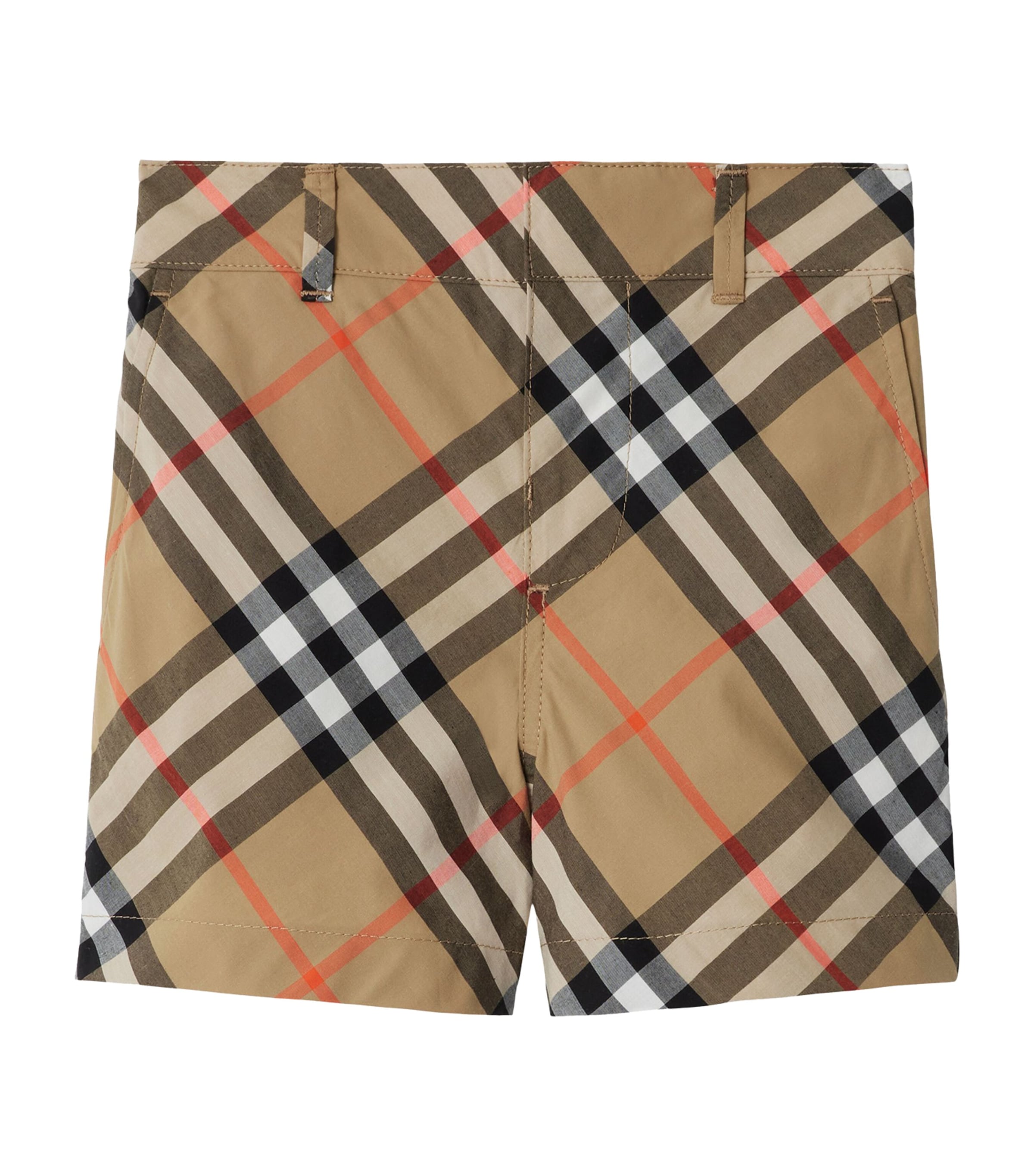 Burberry Kids Cotton Poplin Check Shorts (6-24 Months) Sand Ip Check Image 1