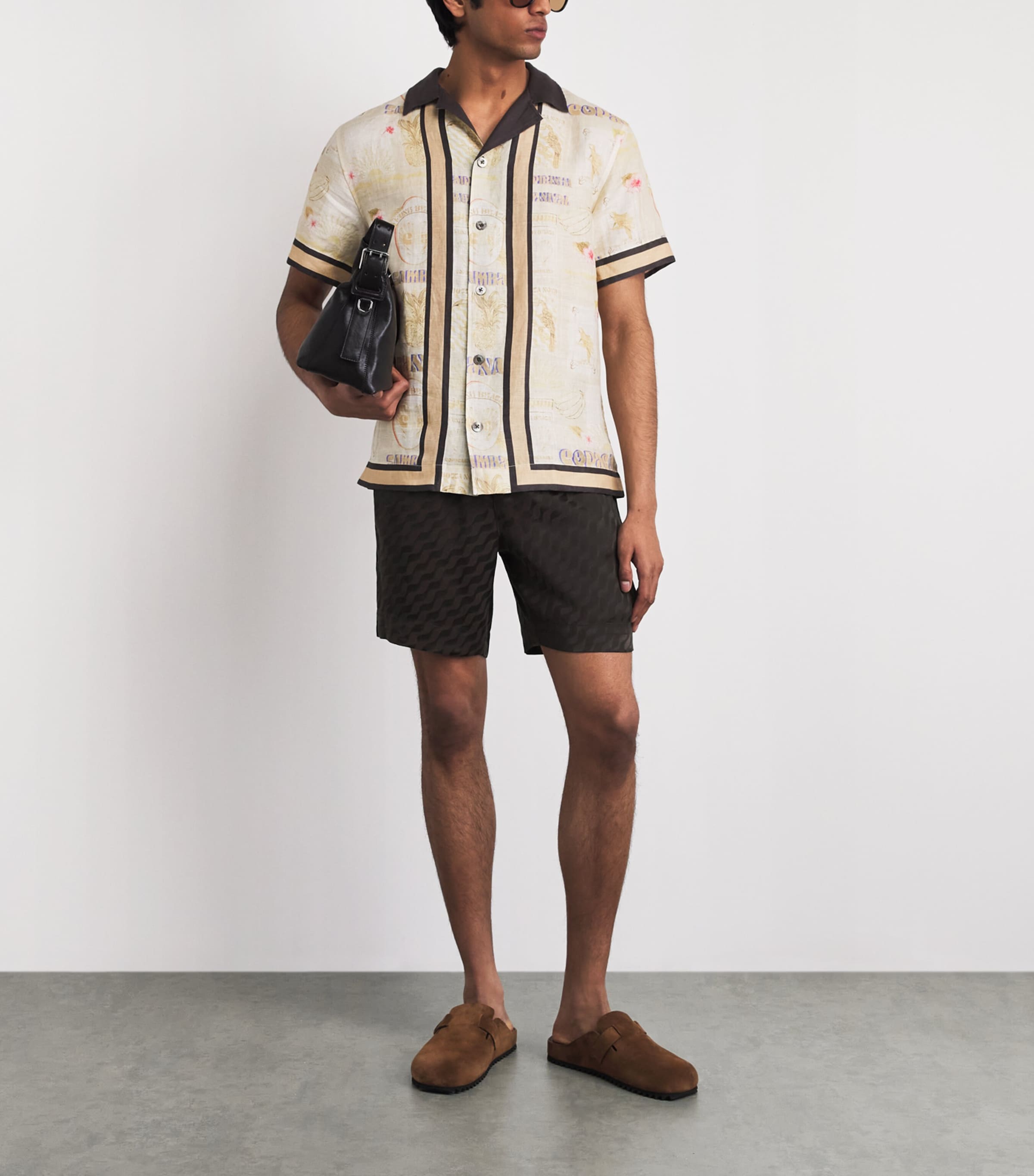 CHÉ Mens Jacquard Tidello Swim Shorts Chocolate Brown Image 2