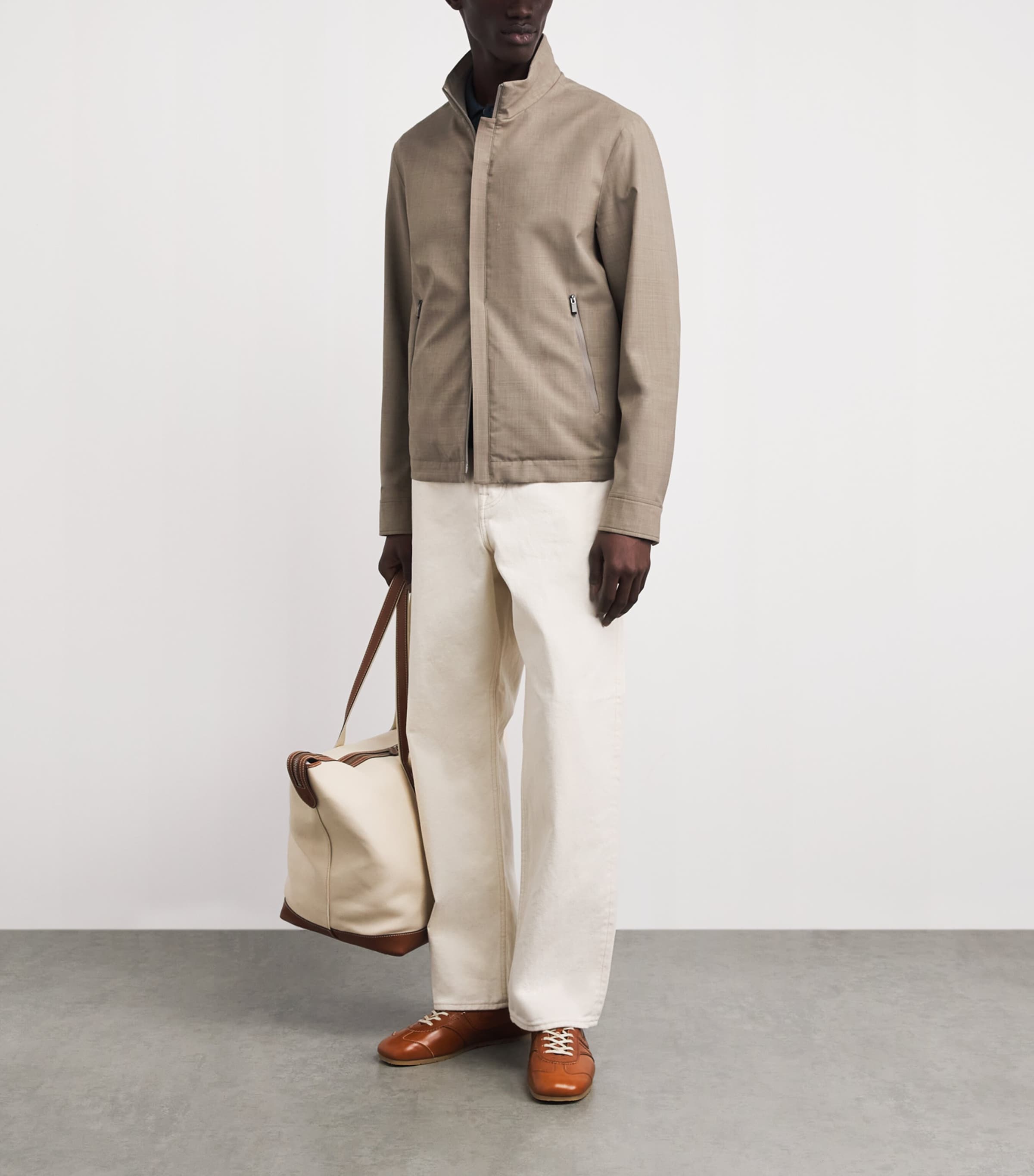Paul & Shark Mens Wool-Silk Bomber Jacket Beige Image 2