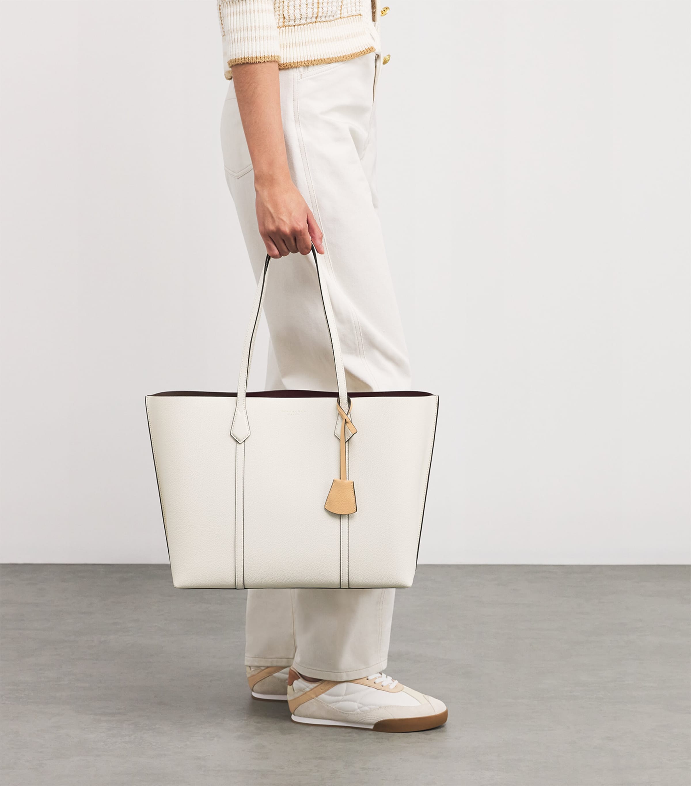 Leather Perry Tote Bag NEW IVORY Image 5