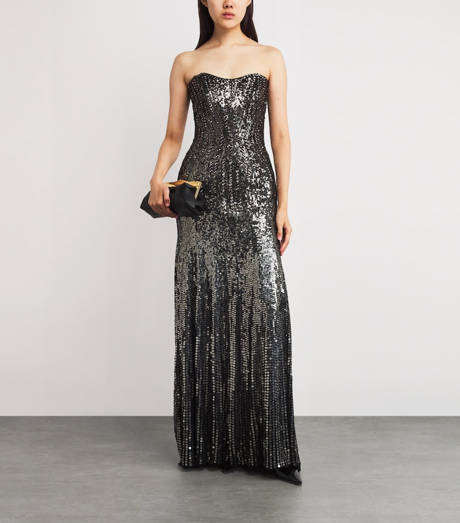Sequinned Lior Gown OMBRE GUNMTL/LIQ Image 2