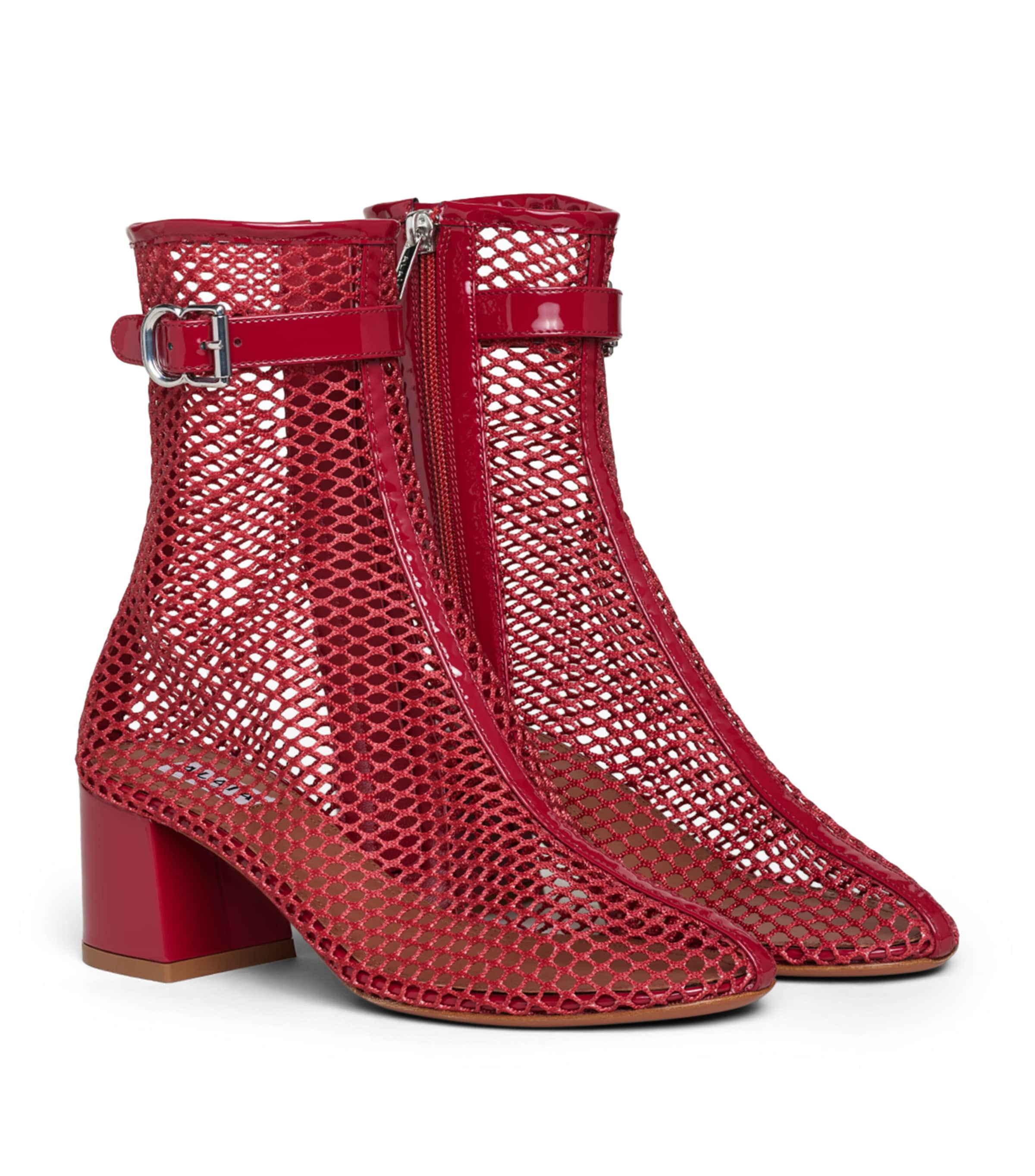 Alaïa Leather Mesh Ankle Boots 55 Carmine Image 2