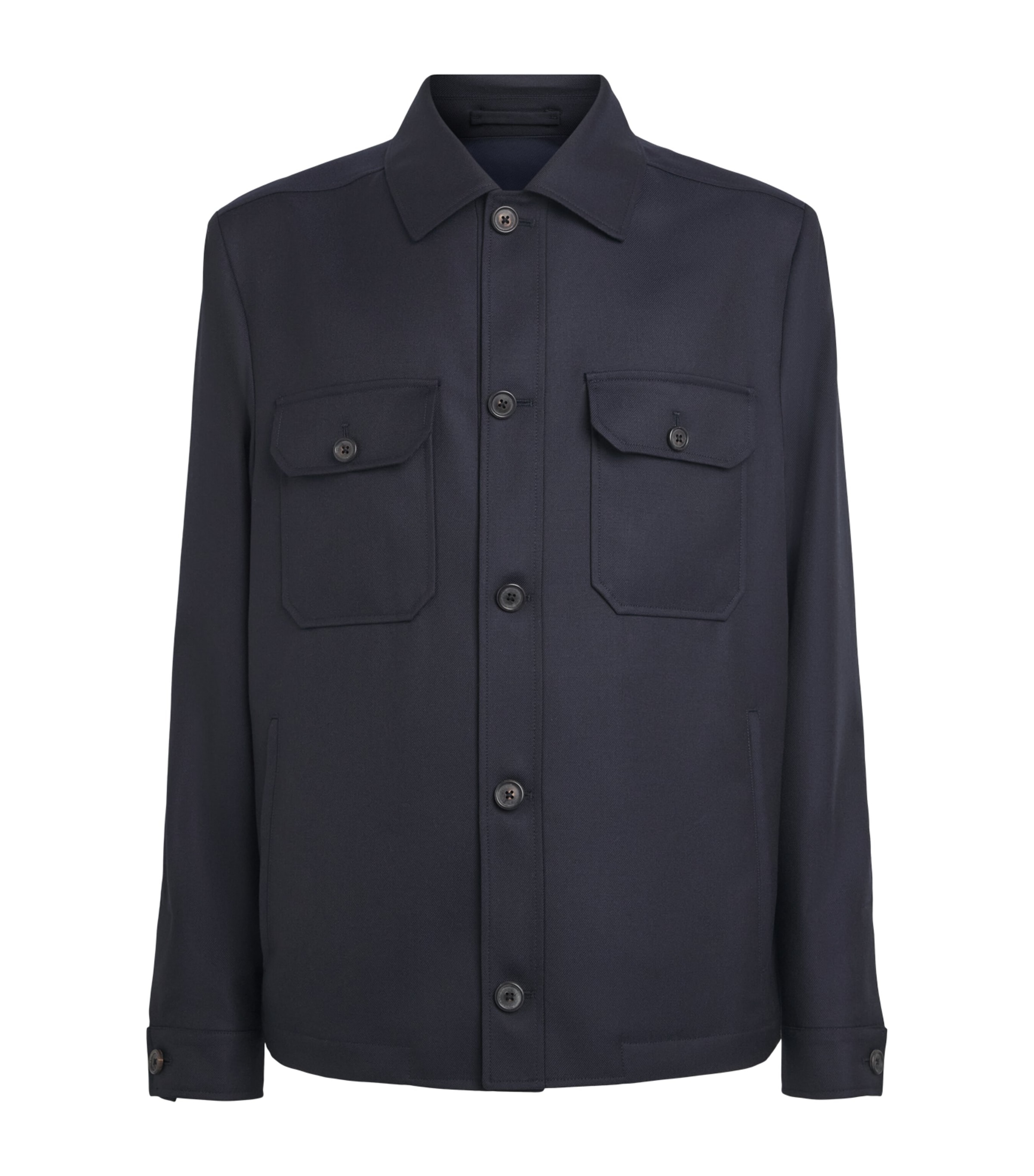Corneliani Mens Water-Repellent Techwool Overshirt Dark Blue Image 1