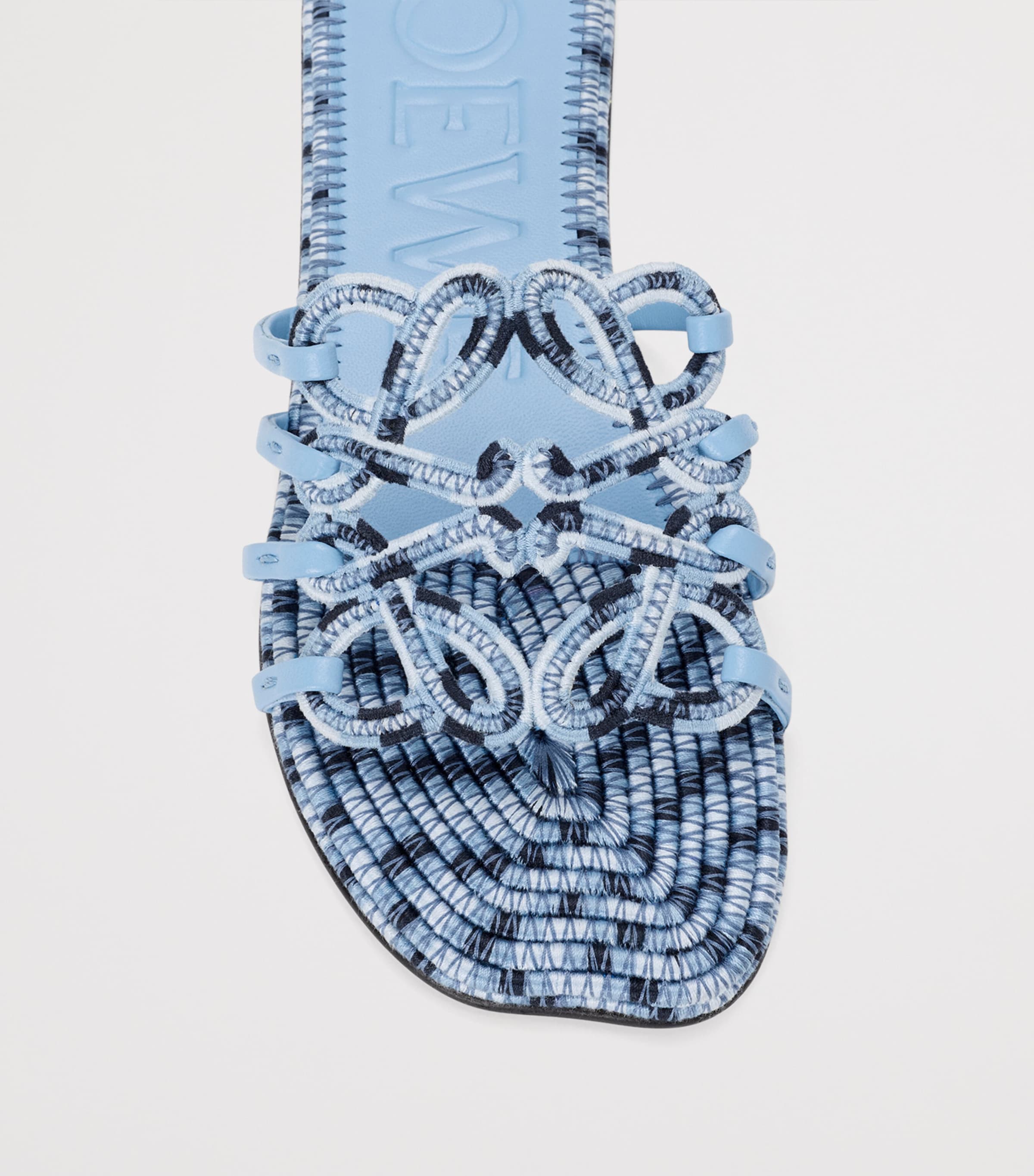 LOEWE x Paula's Ibiza Leather Embroidered Petal Anagram Slides Baby Blue Image 4