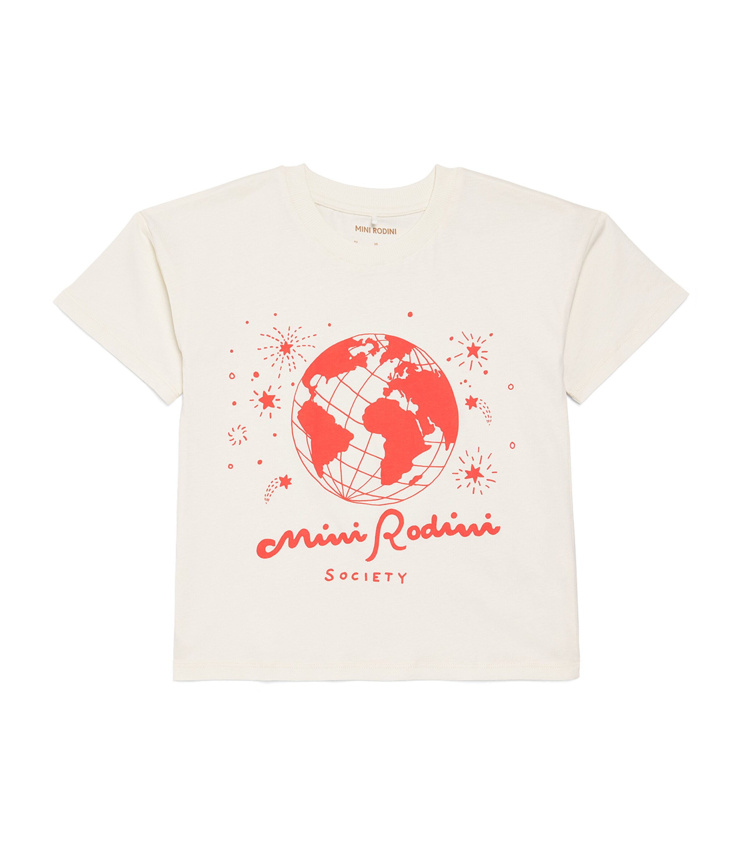 Mini Rodini Organic Cotton Rodini Society T-Shirt (3-11 Years) Offwhite Image 1