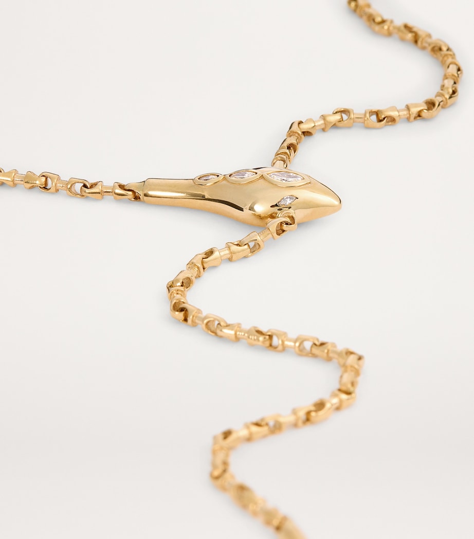 Yellow Gold and Diamond Snake Necklace YELLOW GOLD Image 4