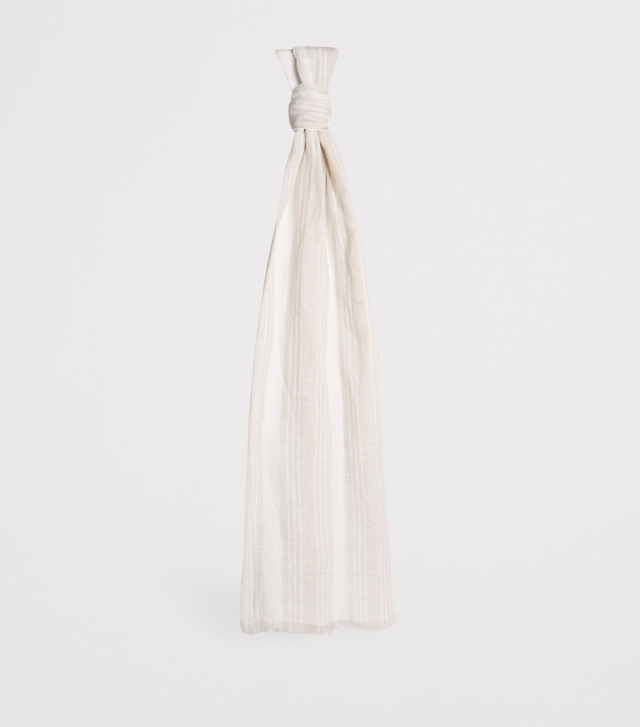 Linen-Blend Stripe Scarf AVORIO Image 3