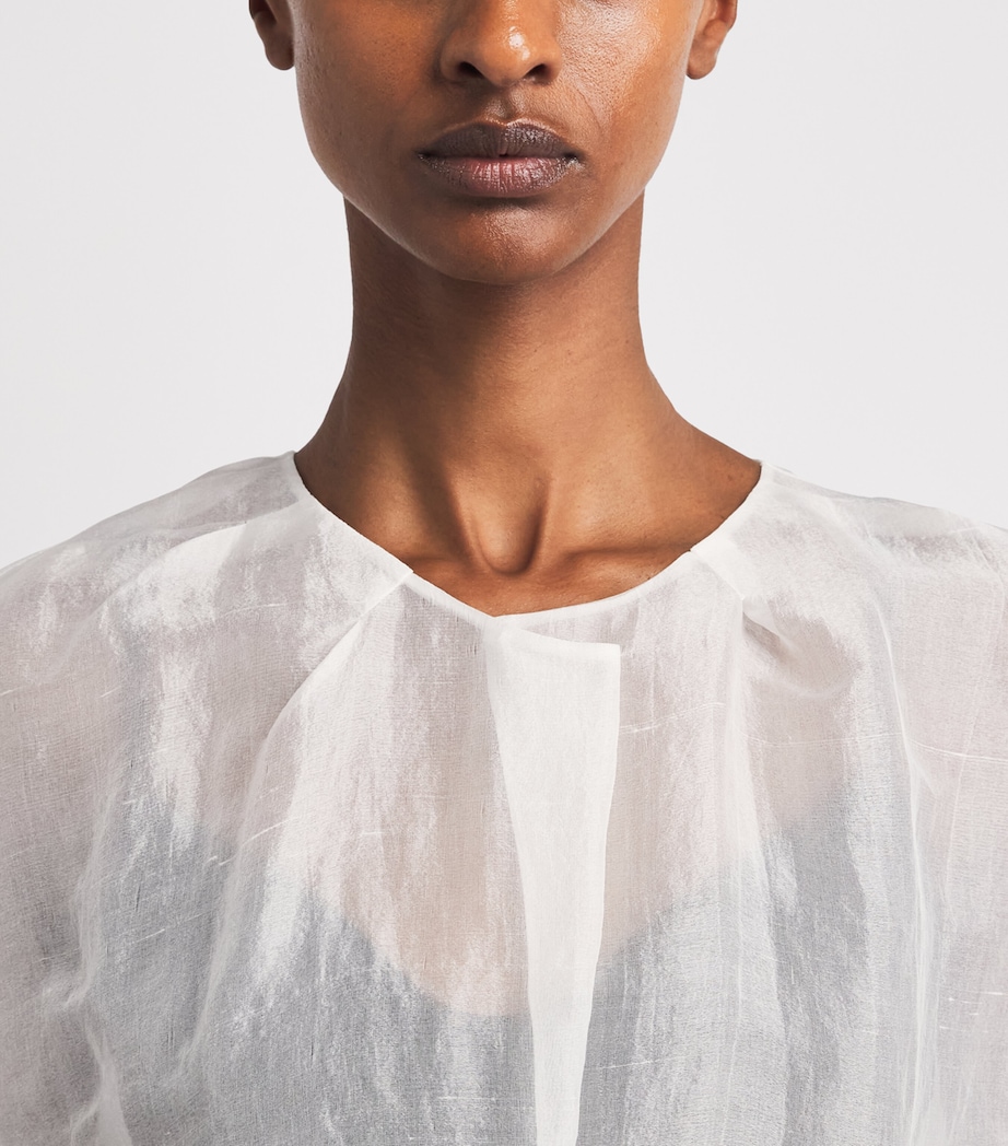 Khaite Womens Silk Asymmetric Rumi Blouse Chalk Image 3