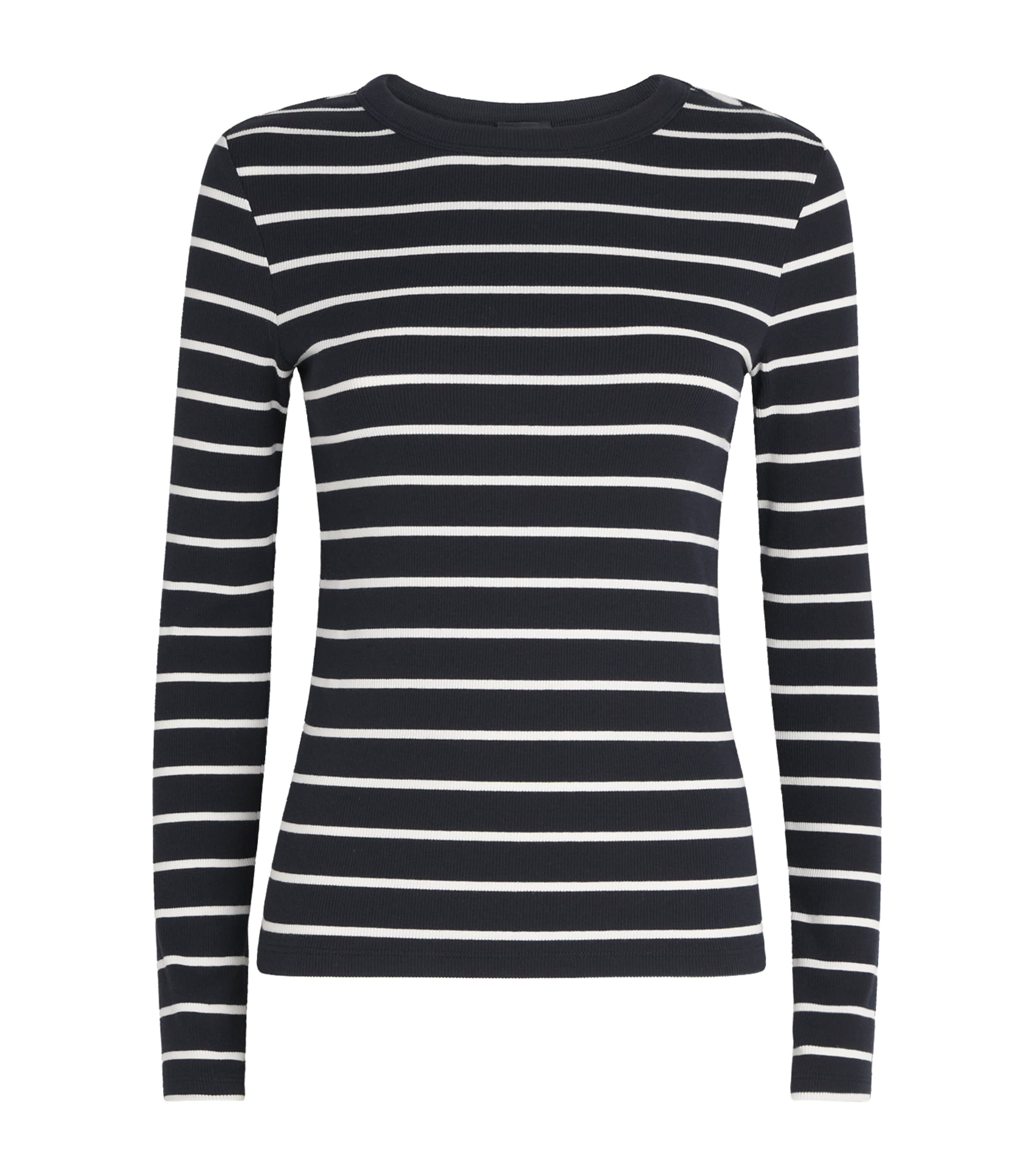 Stretch-Cotton Stripe Perfect Basic Top NAVY/SOFT WHITE Image 1