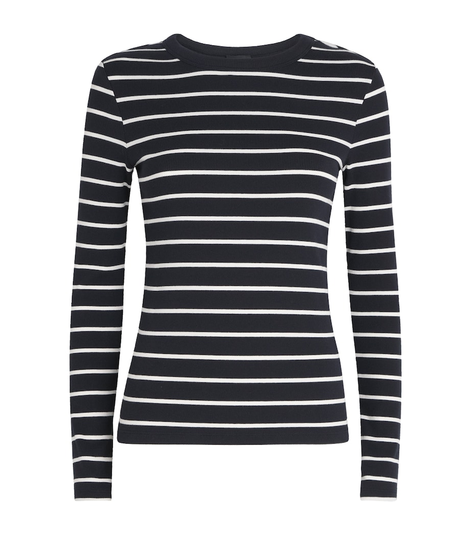 Stretch-Cotton Stripe Perfect Basic Top NAVY/SOFT WHITE Image 1