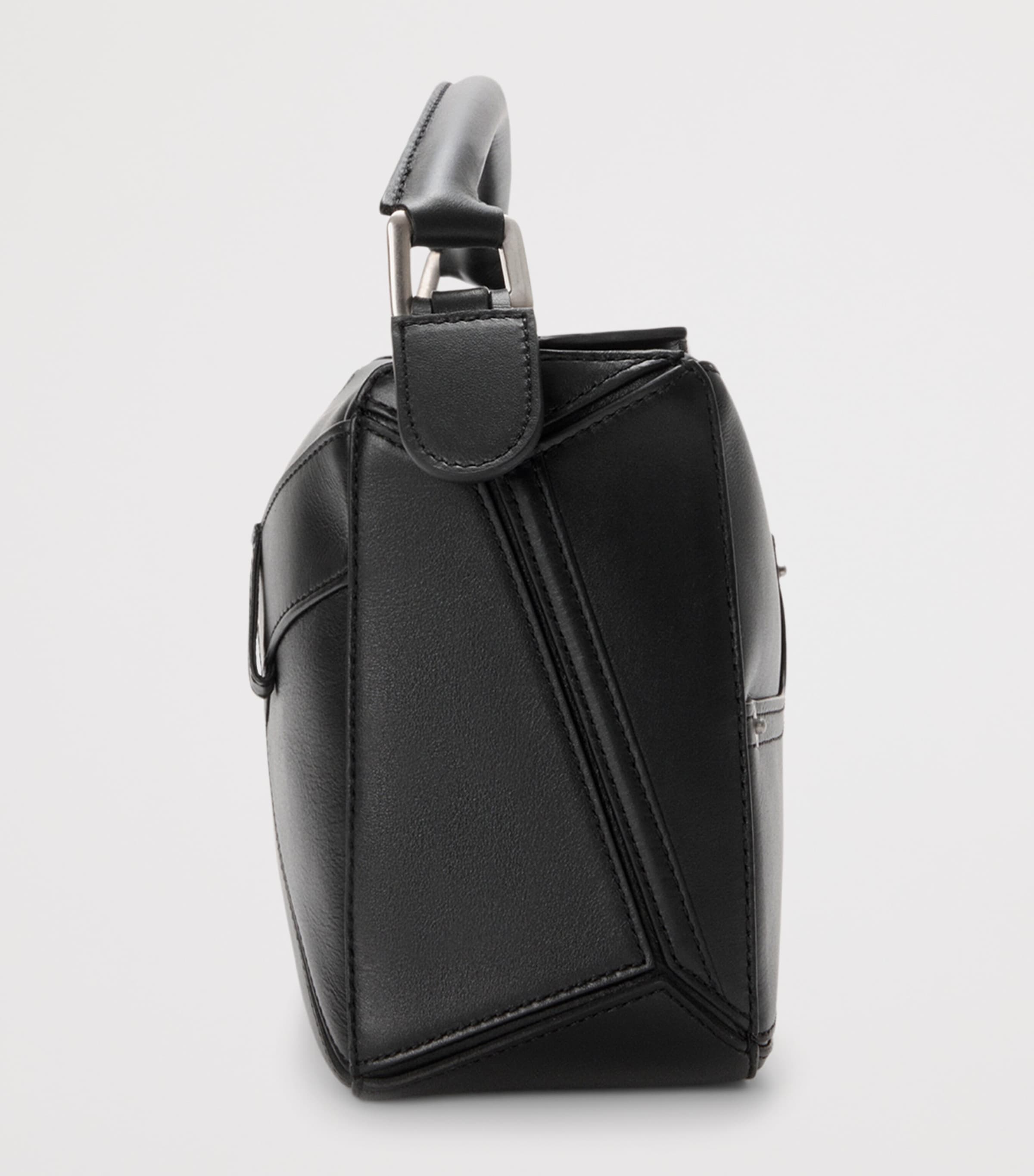 LOEWE Small Calfskin Puzzle Panta Top-Handle Bag Black Image 3