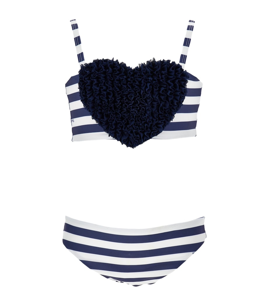 Striped Ruched-Heart Bikini (2-14 Years) BIANCO + BLU Image 1