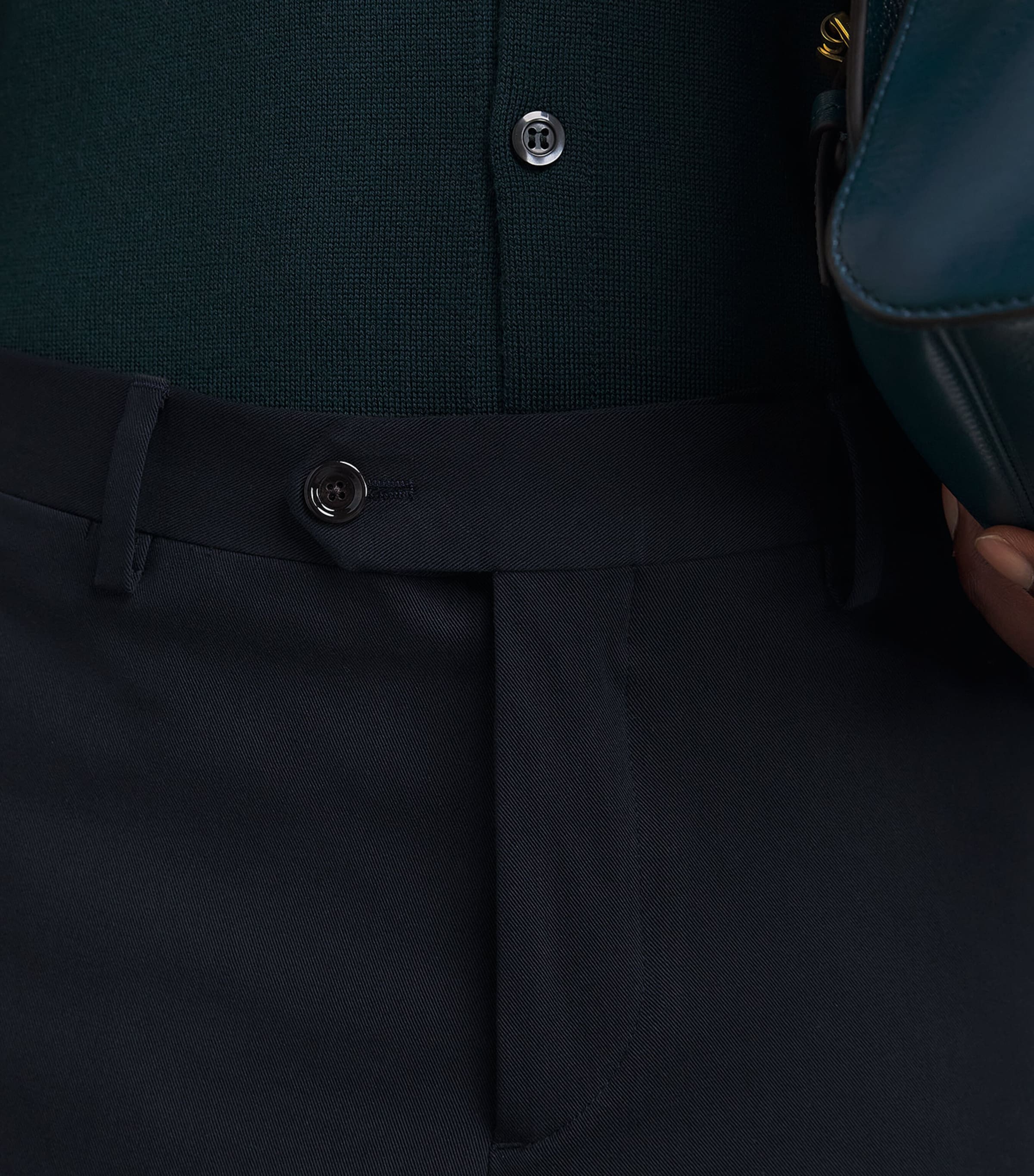 Lardini Mens Stretch-Cotton Tailored Trousers Navy Image 3
