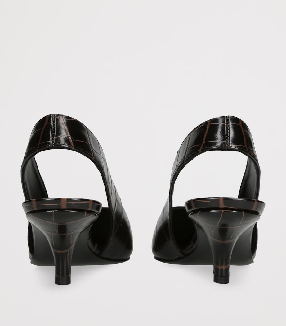 Leather Classic Slingback Pumps 55 DARK BROWN Image 3