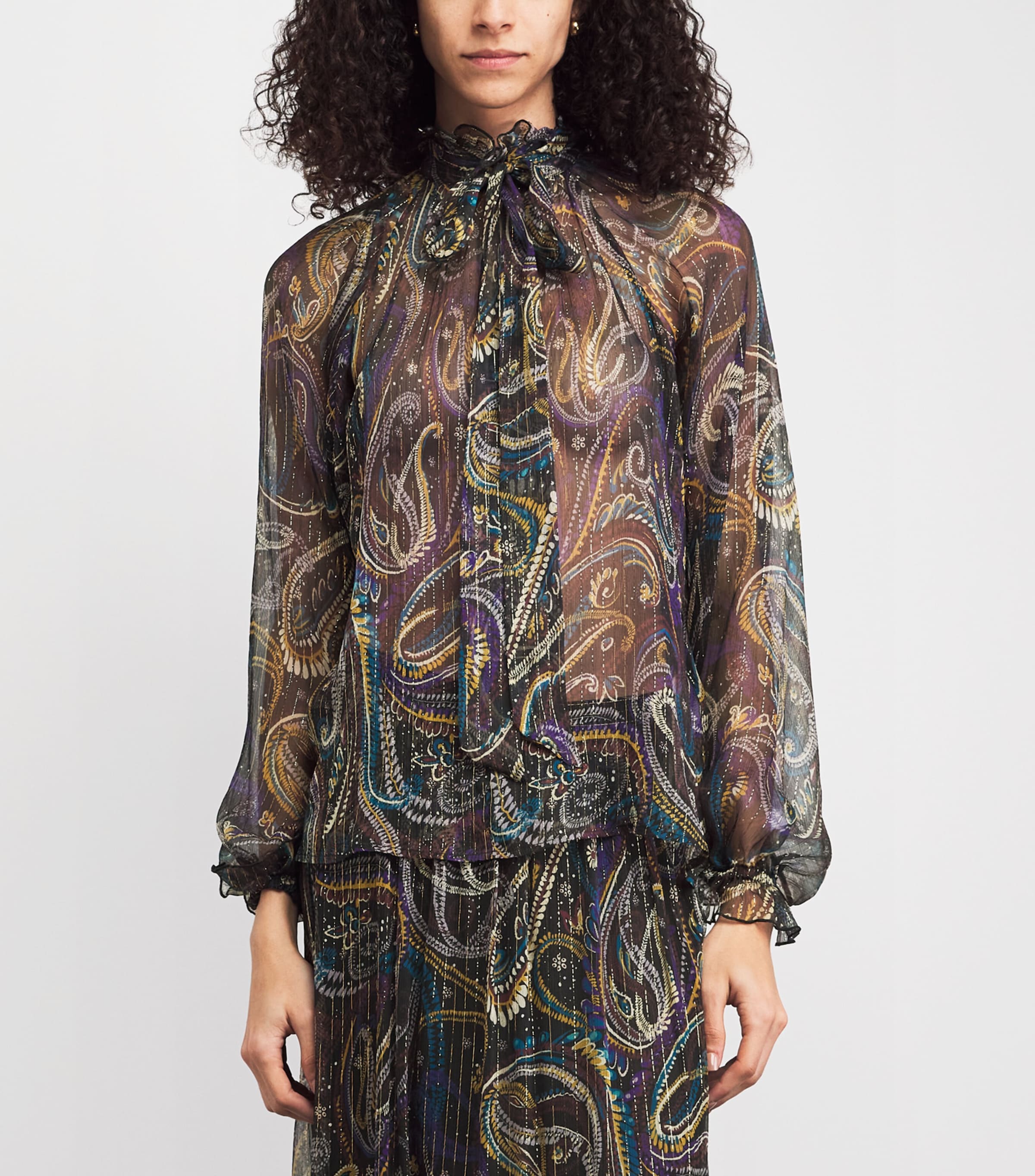 Etro Womens Silk Paisley Blouse Image 4