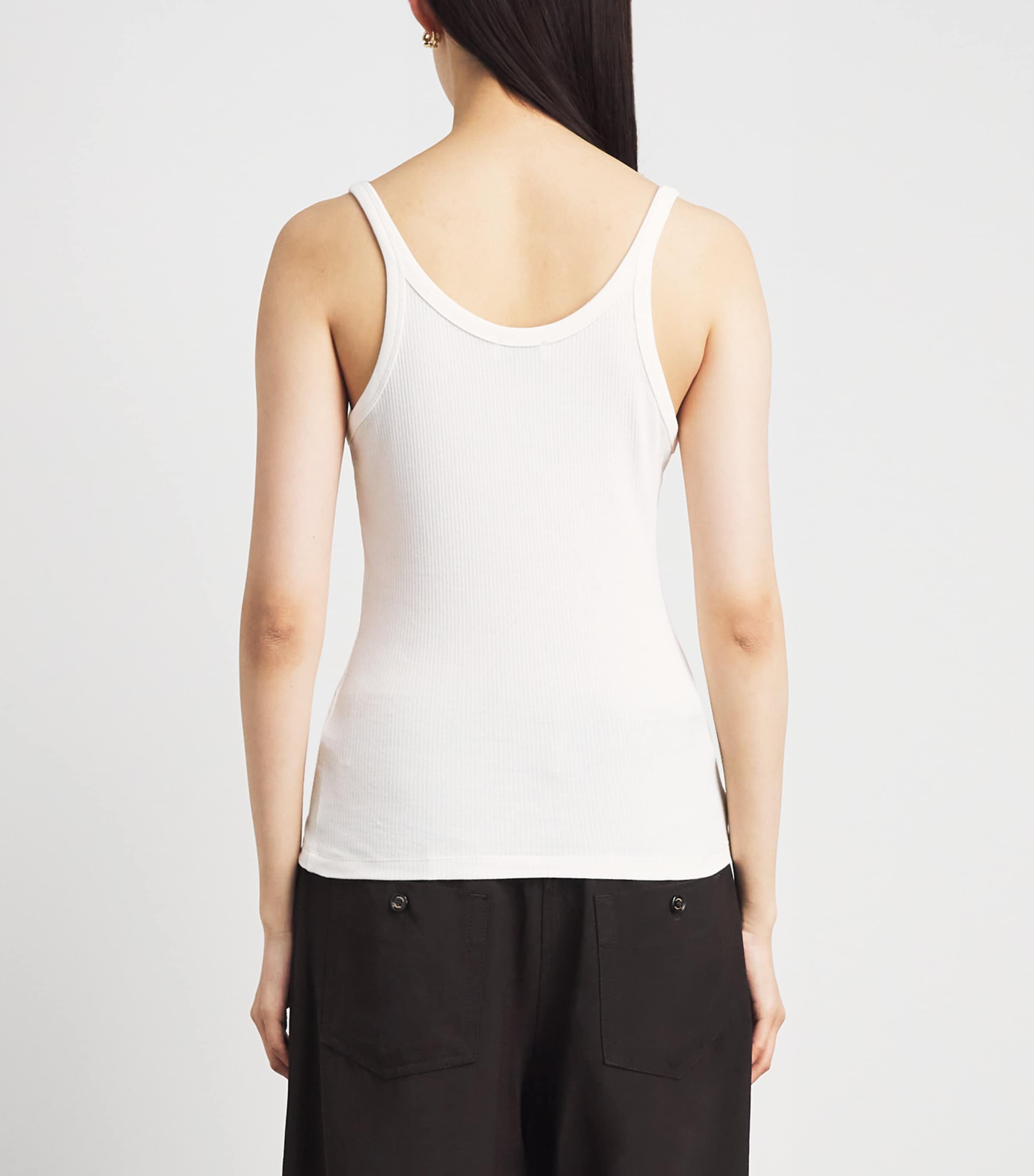 Sandro Paris Womens Ribbed Lace-Trim Tank Top Ecru Image 5