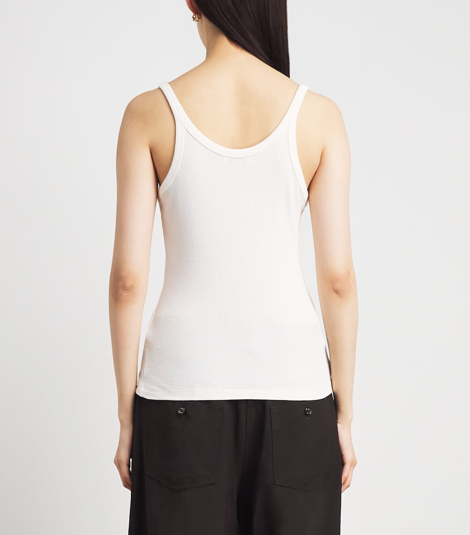 Sandro Paris Womens Ribbed Lace-Trim Tank Top Ecru Image 5