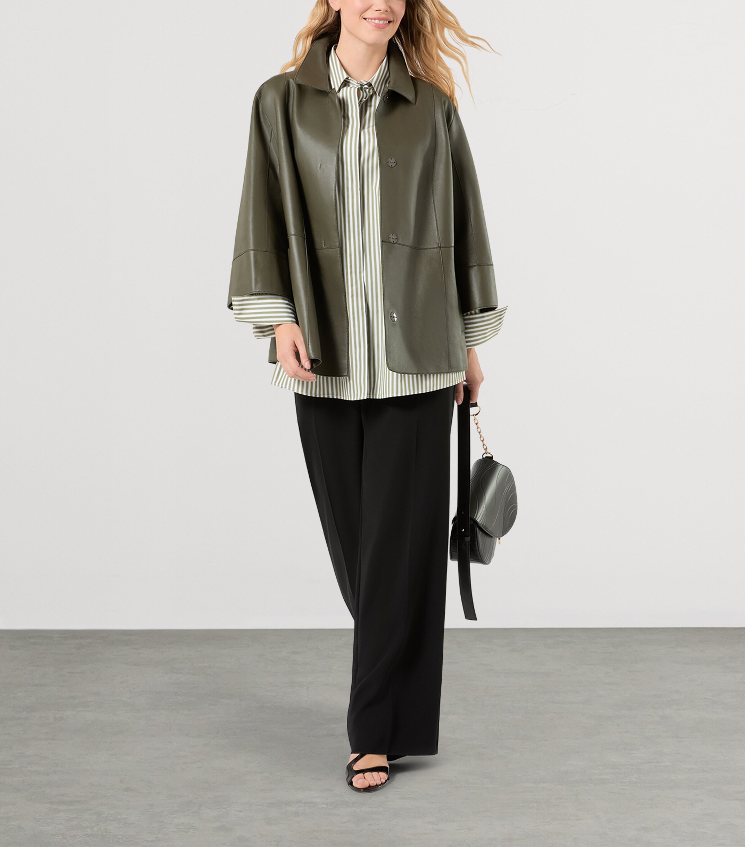 Marina Rinaldi Womens Cotton Shirt Kaki Image 2
