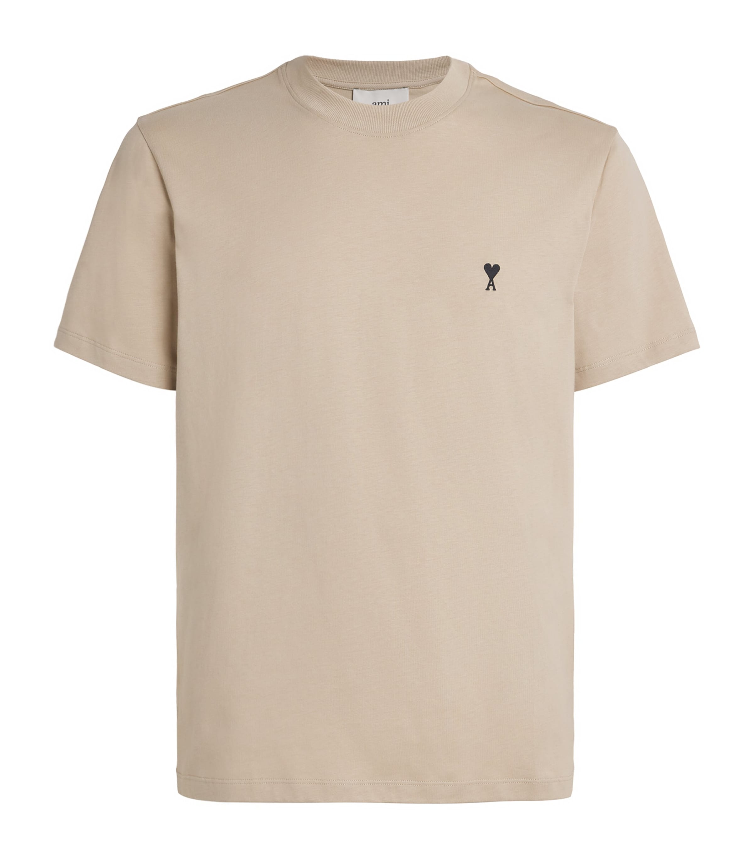 Ami Alexandre Mattiussi Cotton Embroidered Ami De Coeur T-shirt In Sand