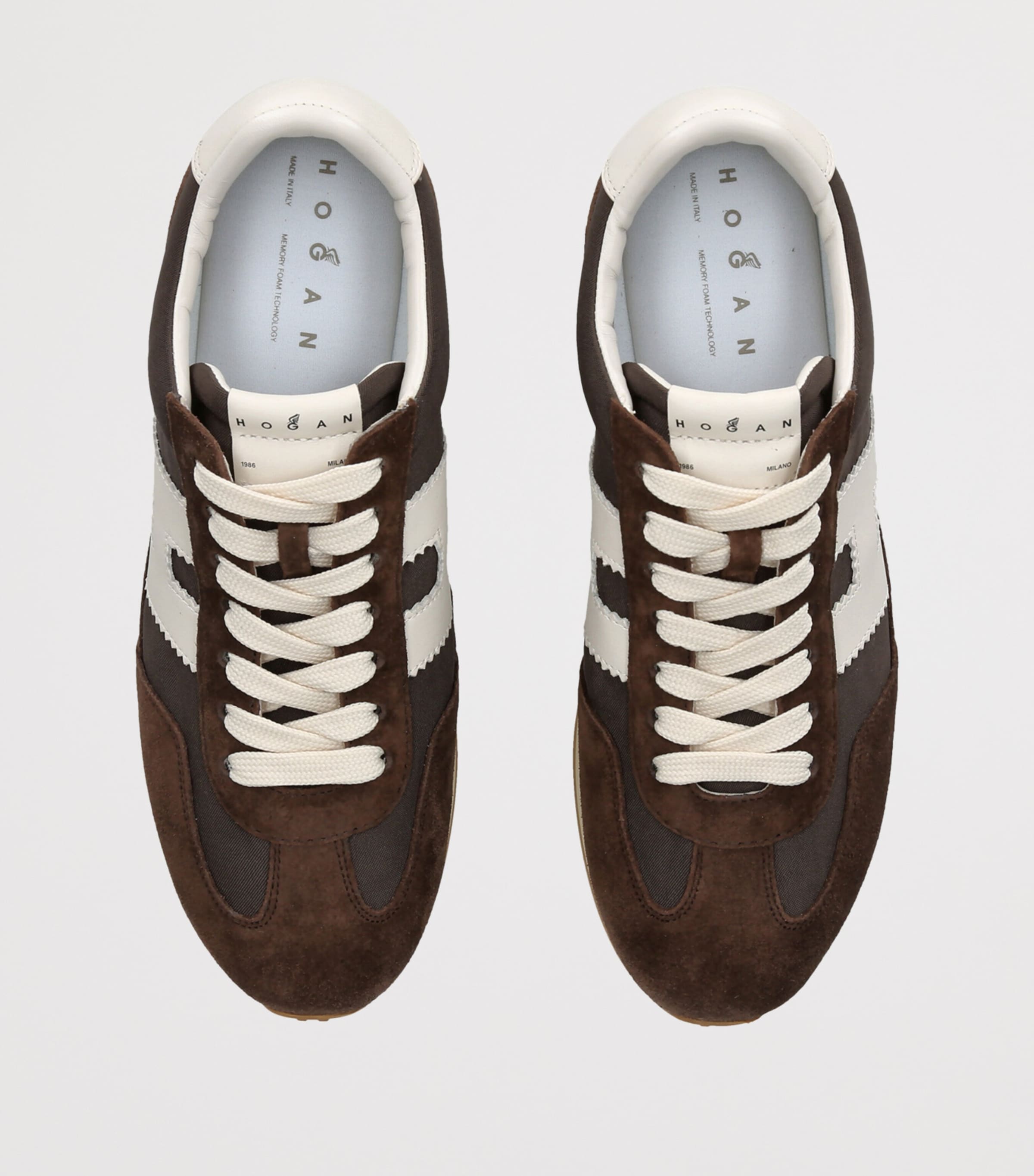 Hogan Suede-Mesh Athletic Sneakers Dark Brown Image 3