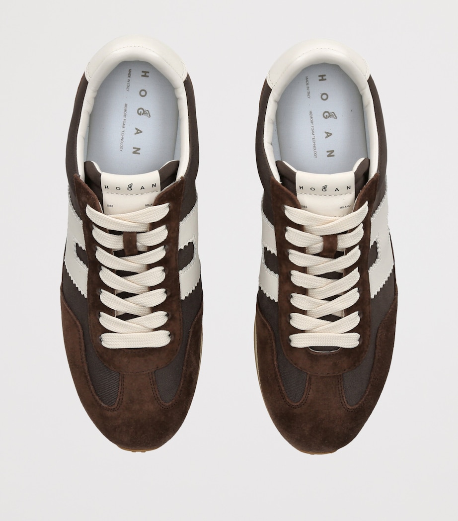 Hogan Suede-Mesh Athletic Sneakers Dark Brown Image 3