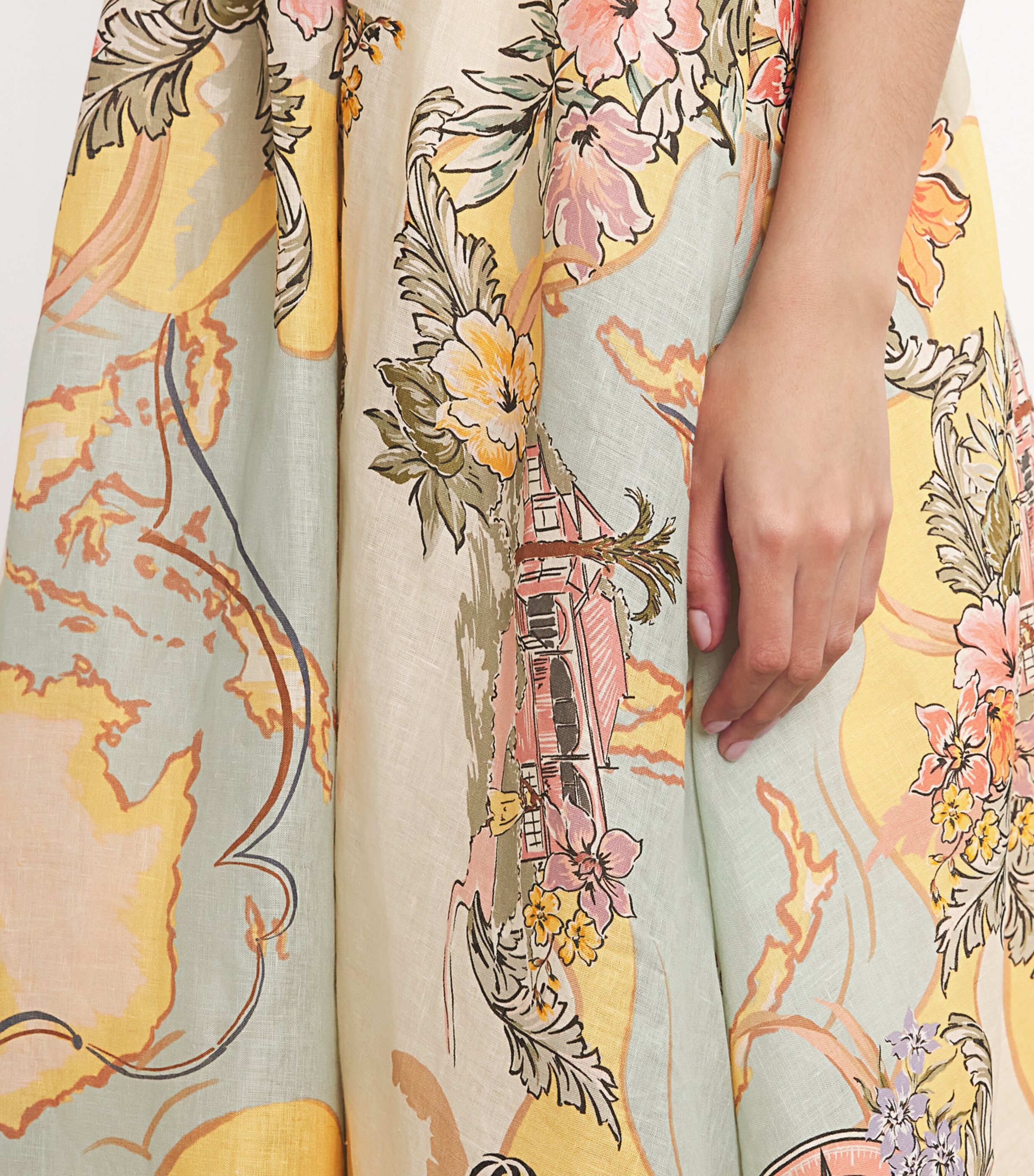 Linen Nautrical Map Print Midi Dress NAUTICAL MAP Image 4