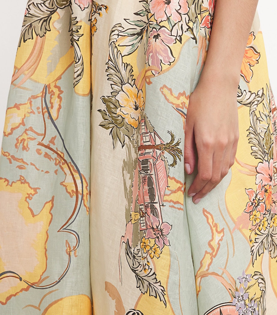 Linen Nautrical Map Print Midi Dress NAUTICAL MAP Image 4