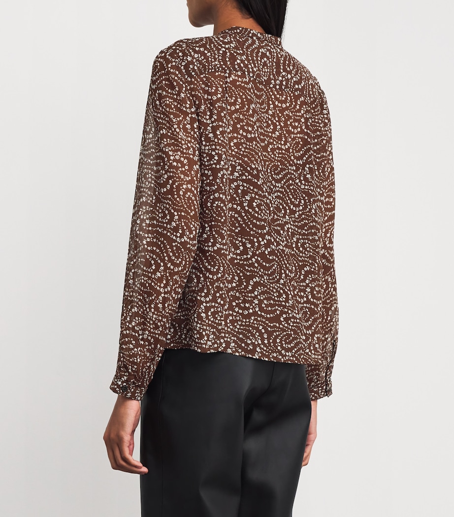 Silk-Blend Floral Amaris Blouse BRWFL Image 4