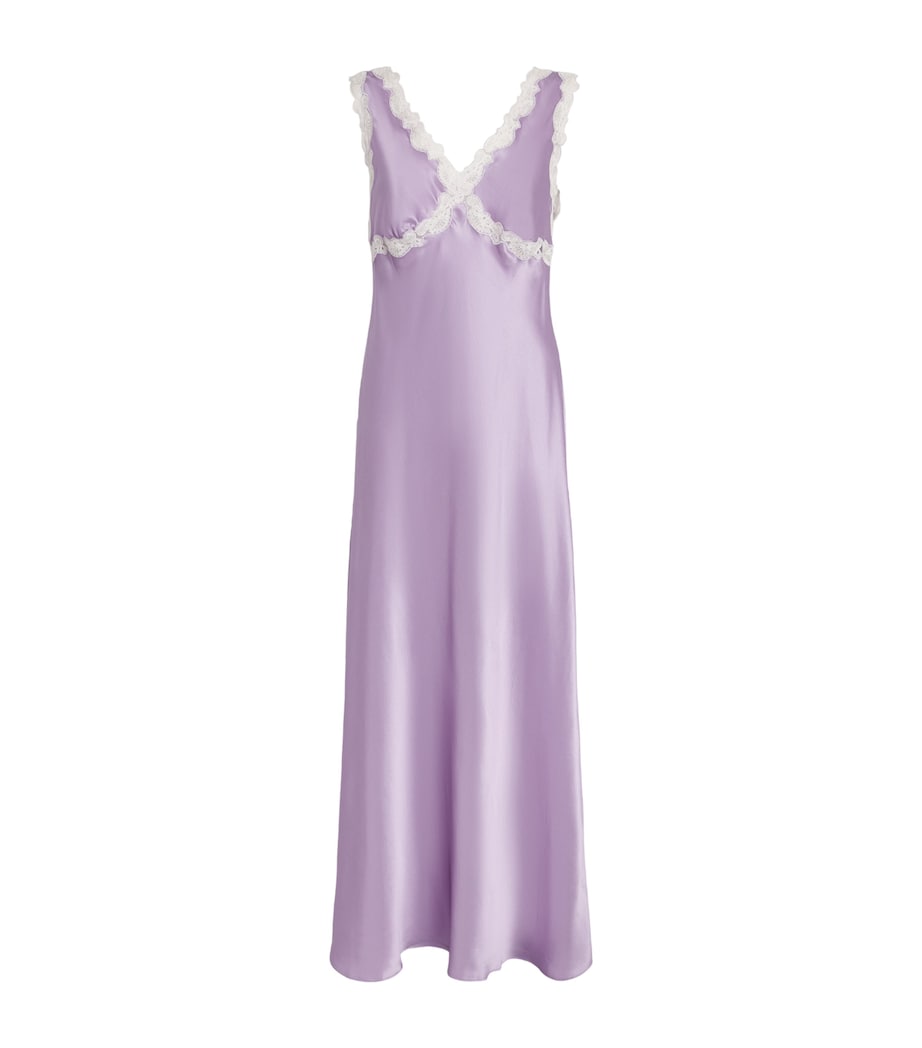 Loretta Caponi Womens Silk-Lace Albina Slip Dress Lilac Image 1