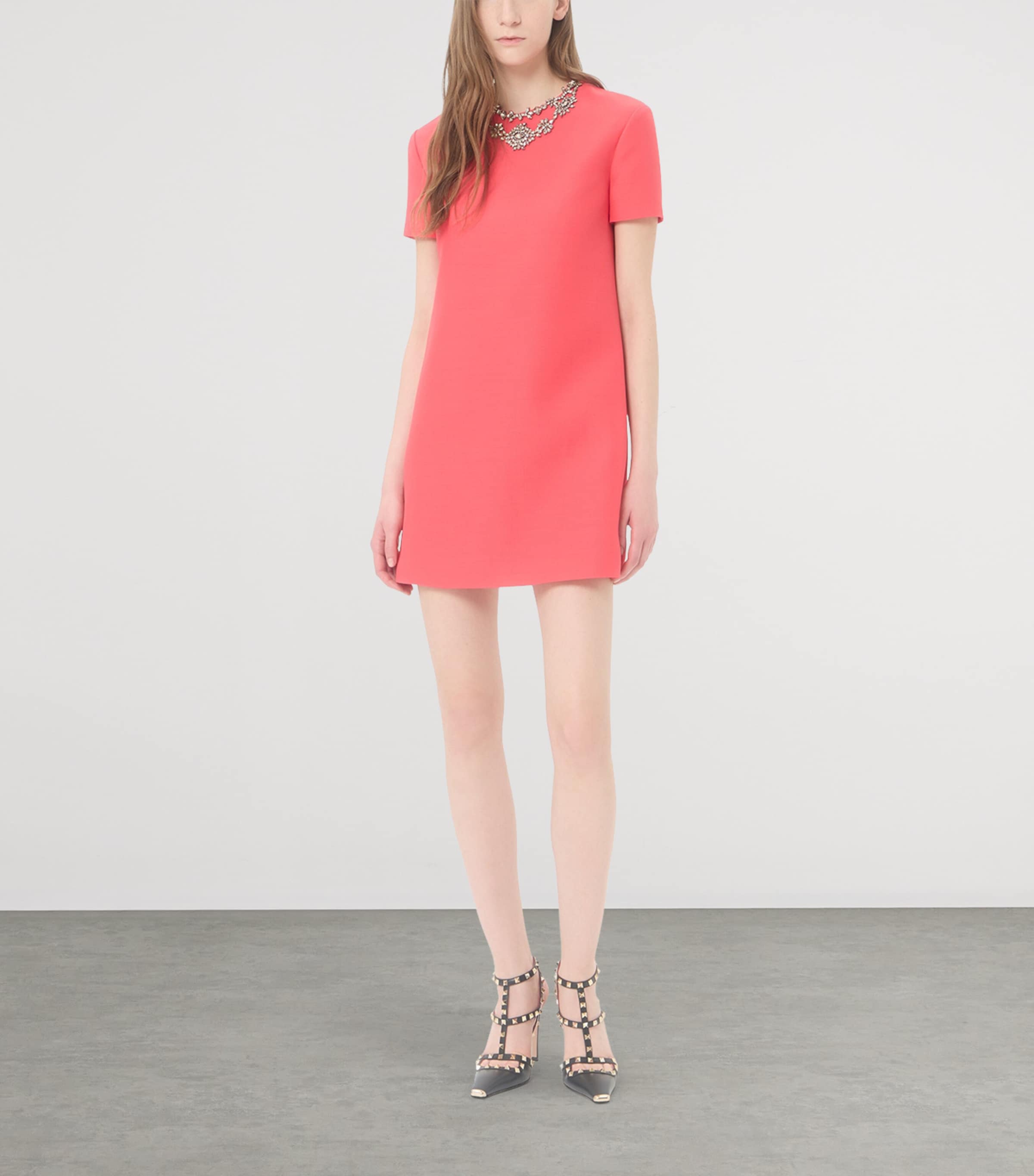 Valentino Womens Wool-Silk Crepe Couture Embellished Mini Dress Image 2
