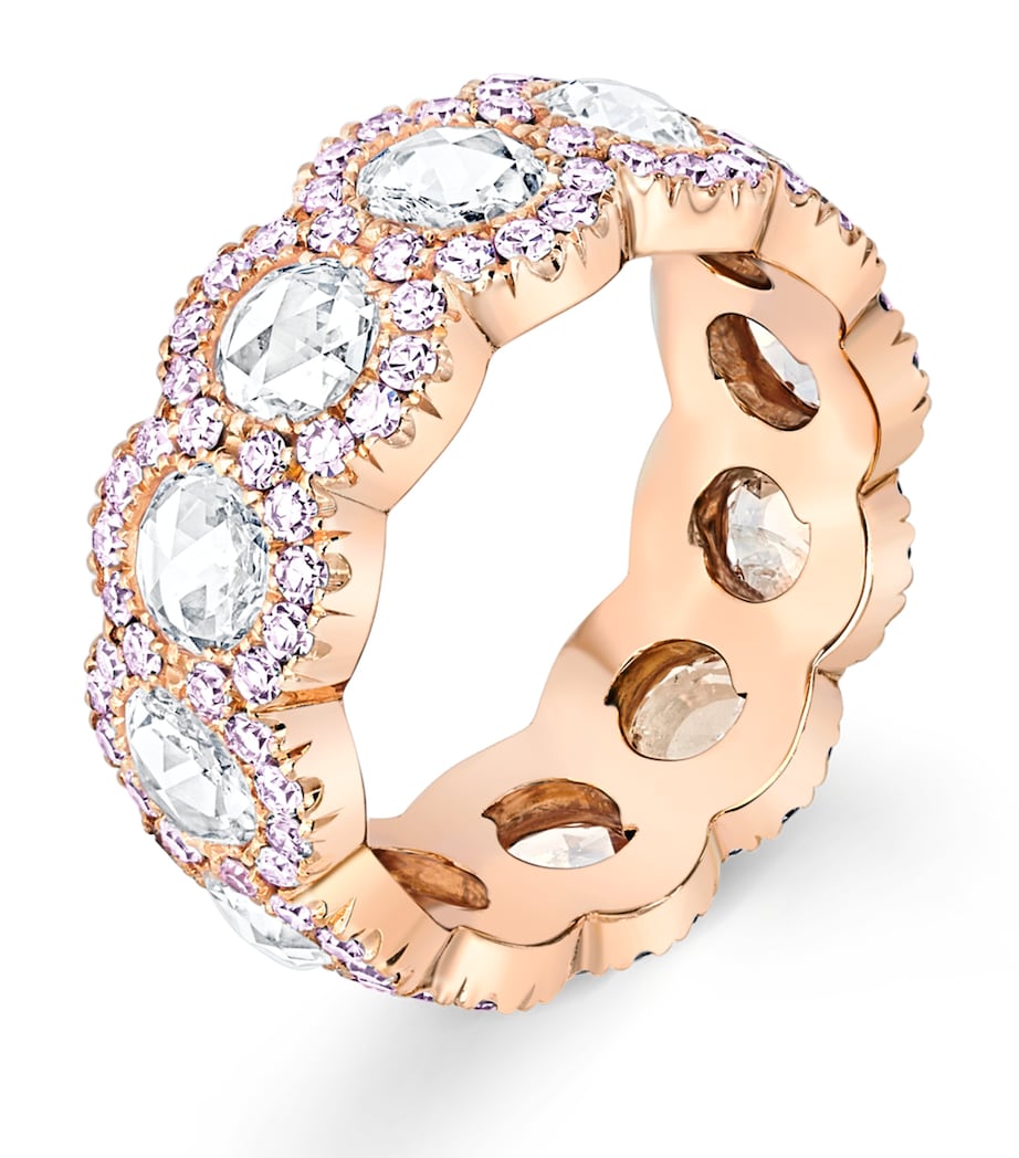 Rose Gold and Pink Diamond Rose Cut Eternity Ring Image 1
