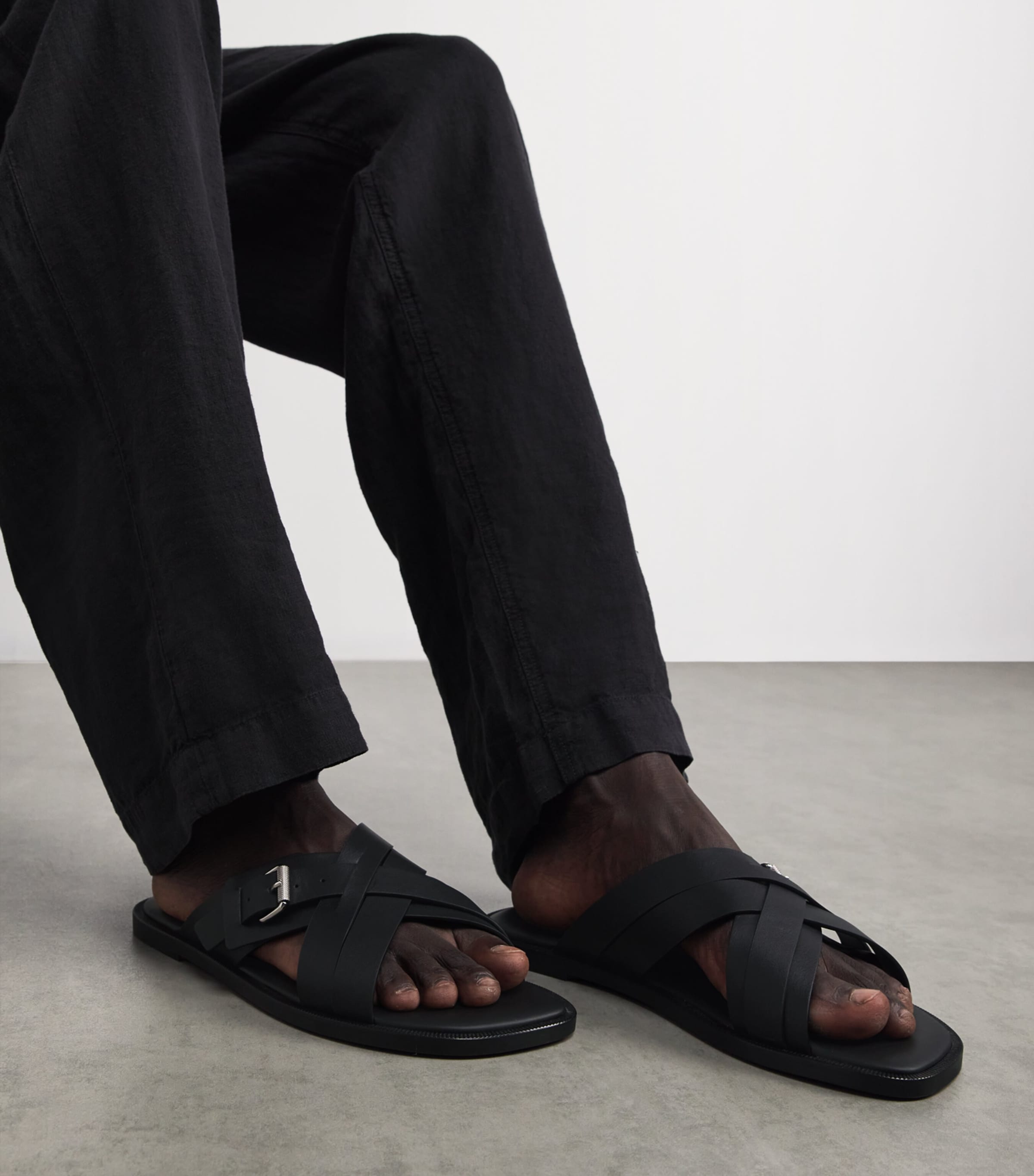 Christian Louboutin Leather Emircross Sandals | Harrods UK