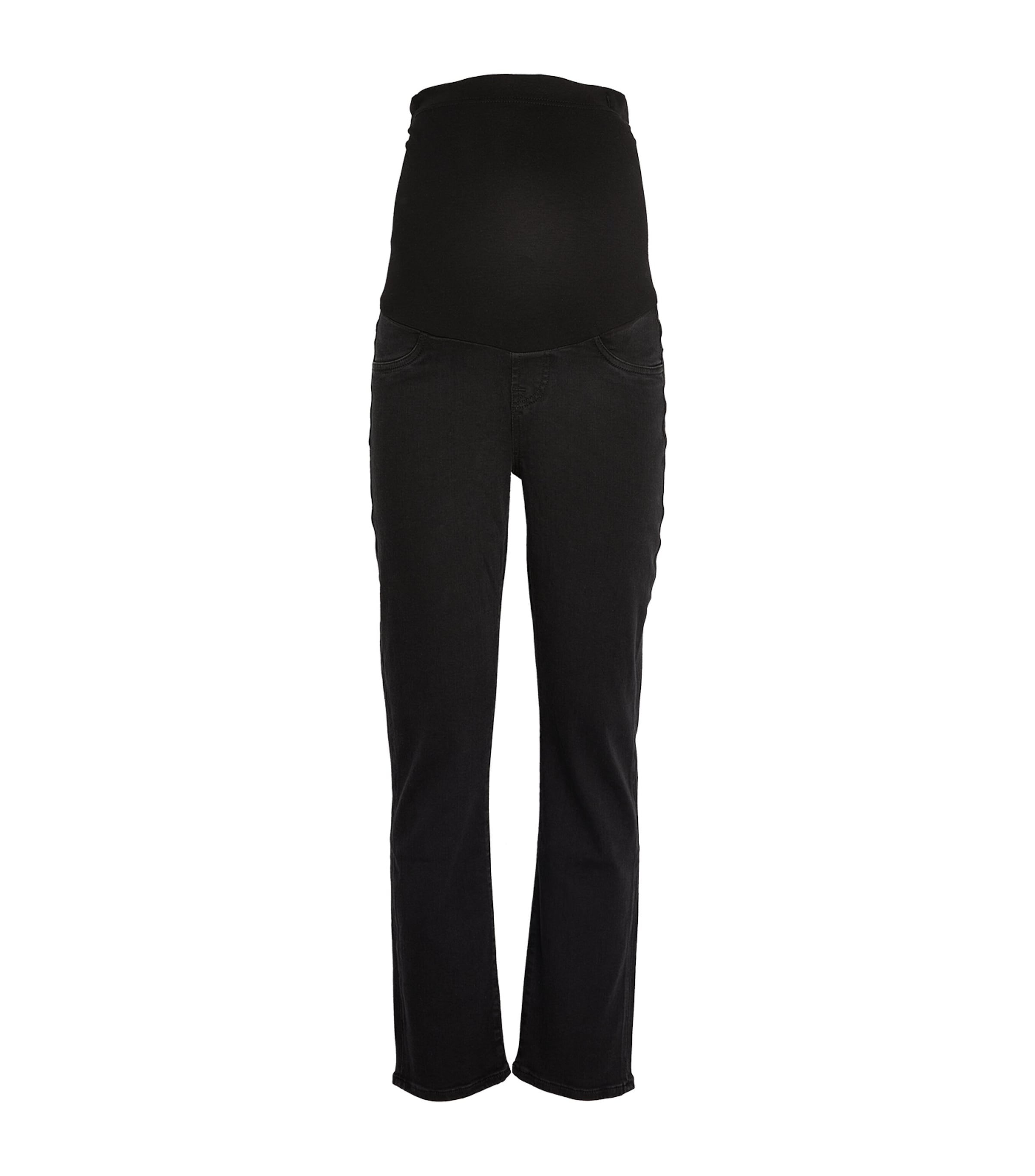 7 For All Mankind Maternity Straight Jeans In Black