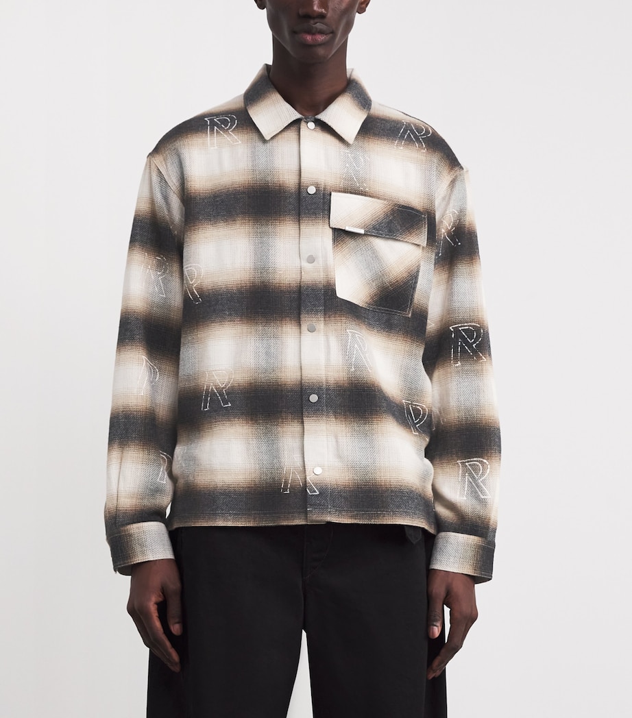 Cotton Initial Flannel Shirt LATTE Image 3