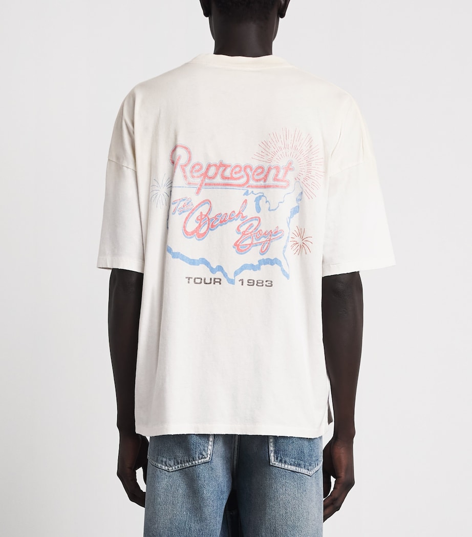 Represent Mens x Beach Boys Tour T-Shirt Washed Ecru Image 5