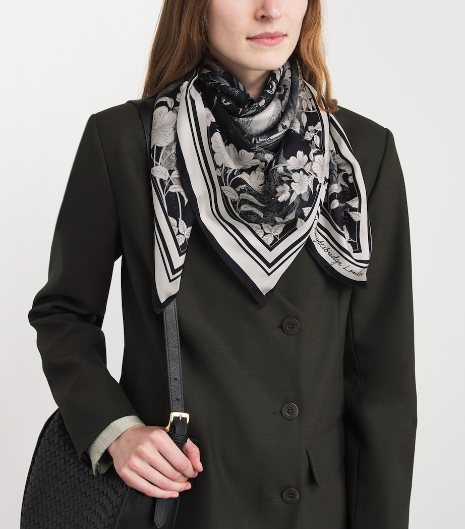Silk Toile de Jouy Scarf BLACK Image 3