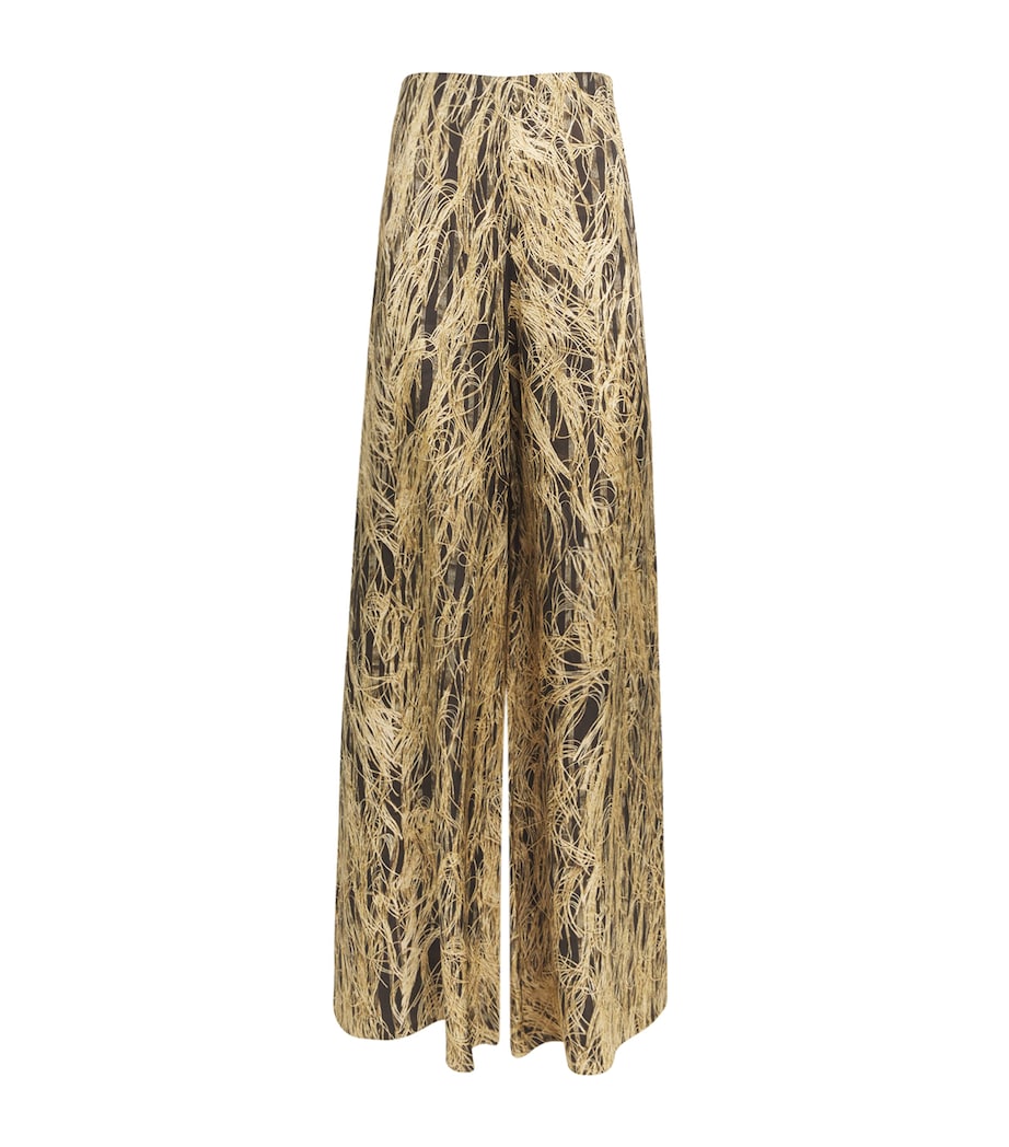 Silk Arneau Wide-Leg Trousers FEATHER SCAN GOLD Image 1