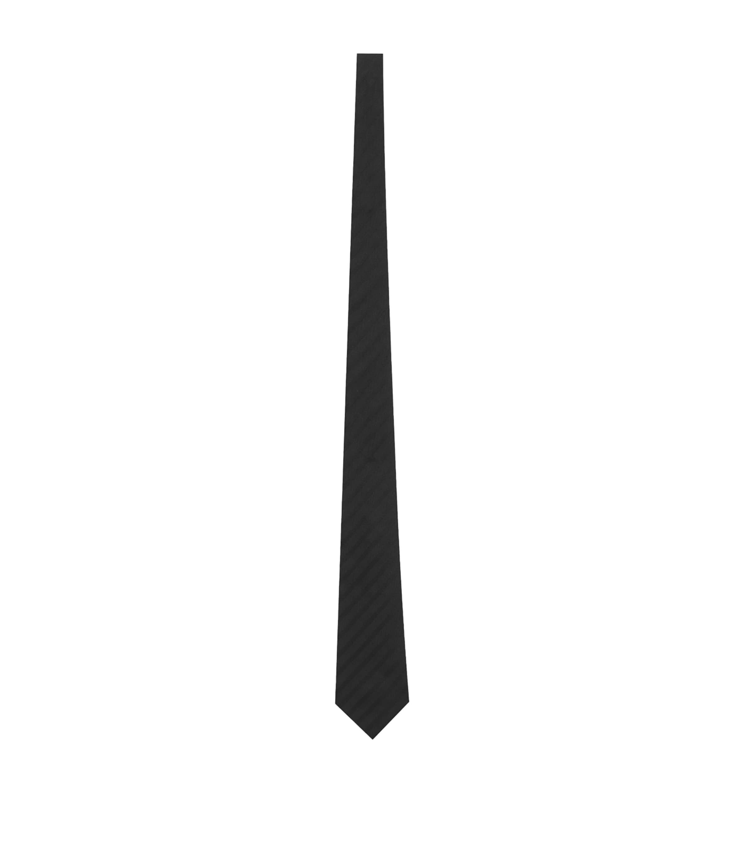 Saint Laurent Silk Jacquard Stripe Tie In Black