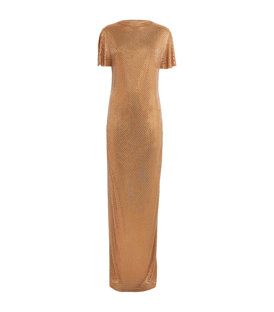 Roland Mouret Womens Diamante-Embellished High-Neck Gown Light Topaz Image 1