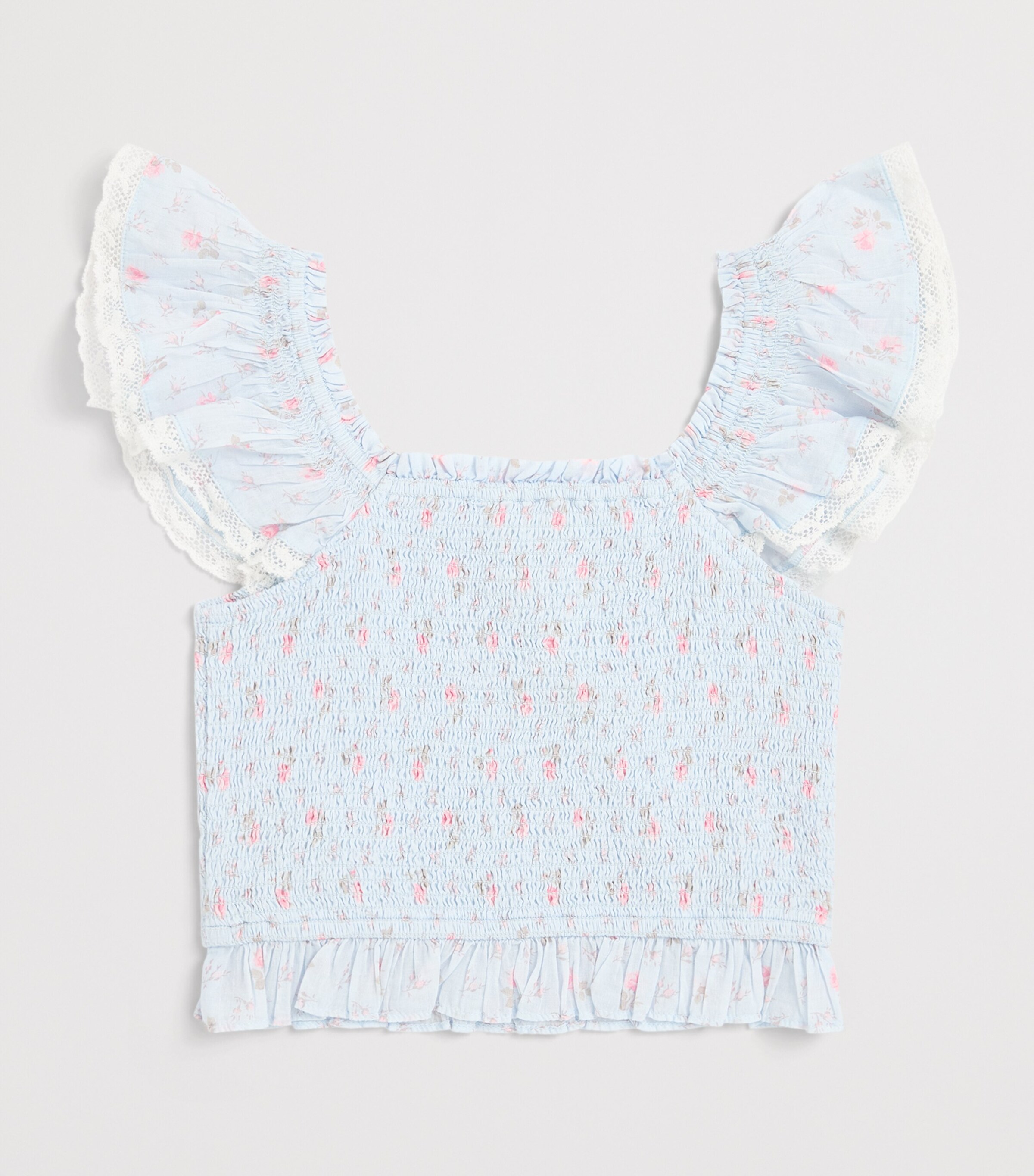 LoveShackFancy Cotton Jeanna Top (7-14 Years) Chablchapparal Blue Image 2