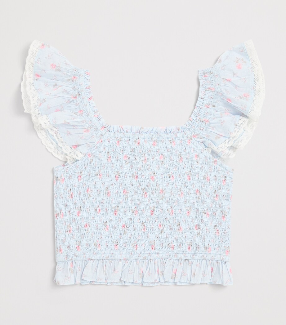 LoveShackFancy Cotton Jeanna Top (7-14 Years) Chablchapparal Blue Image 2