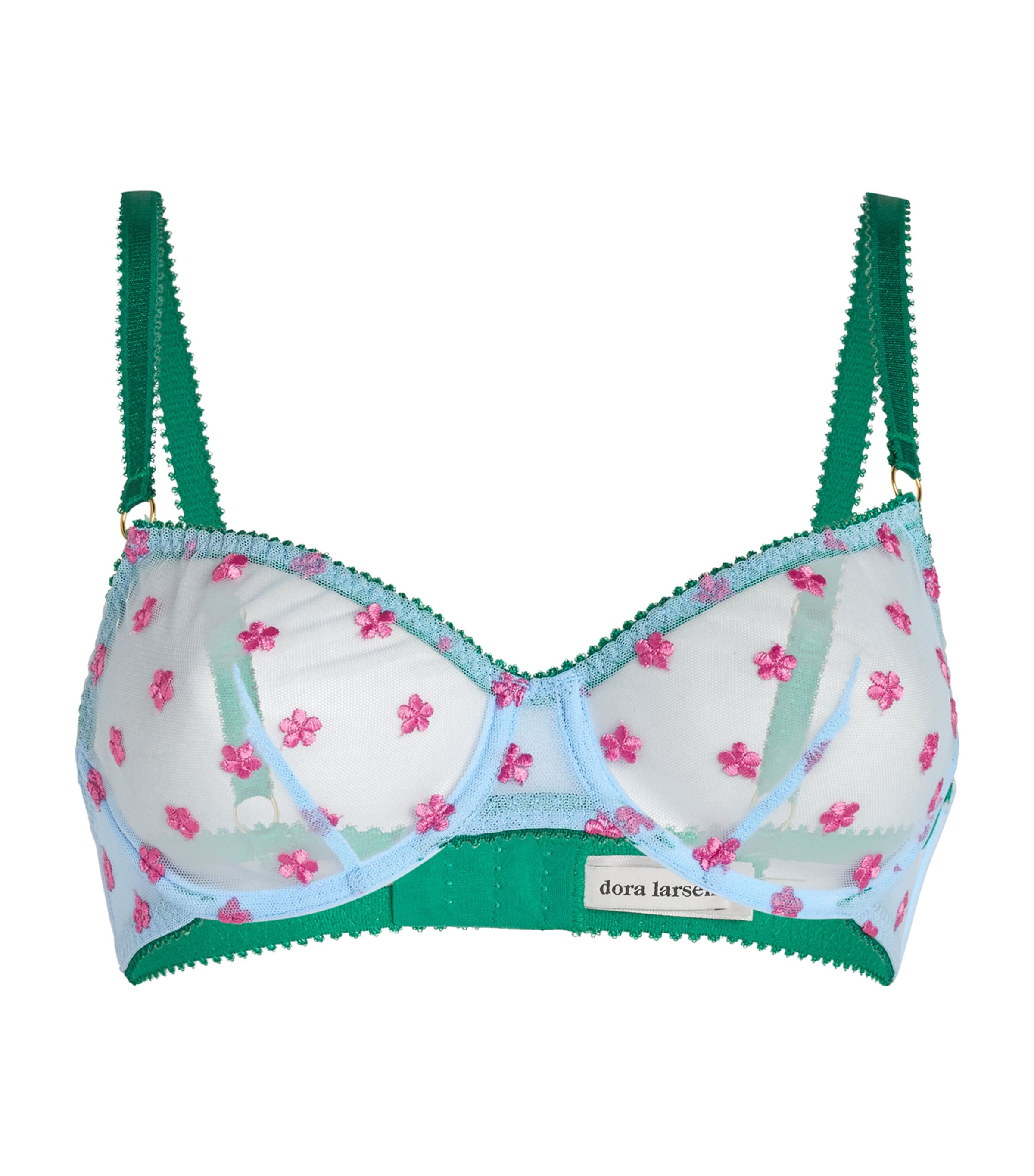 Dora Larsen Embroidered Sage Underwire Bra In Green