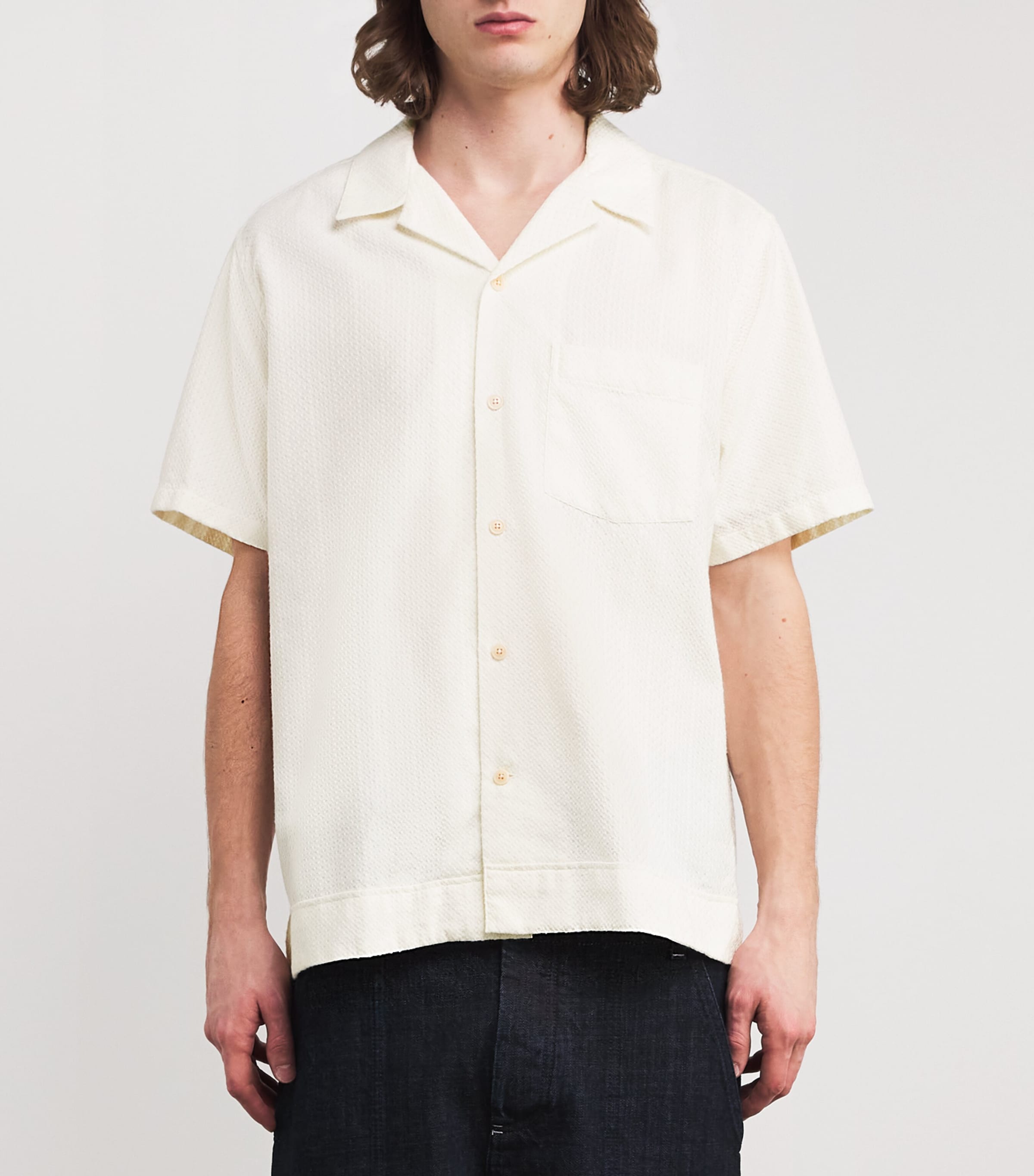 Oliver Spencer Mens Organic Cotton Havana Shirt Cream Image 3