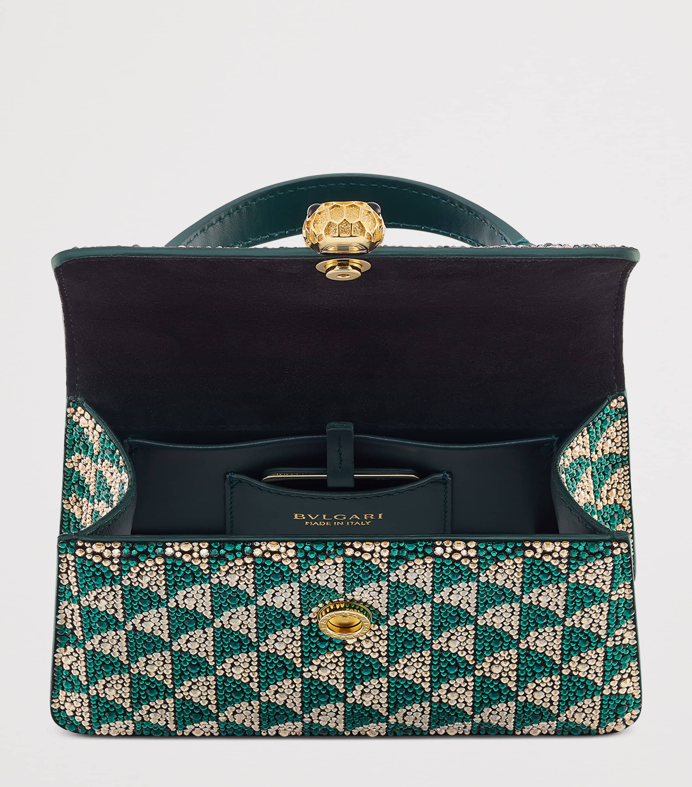 Mini Leather Serpenti Forever Top-Handle Bag GREEN Image 2